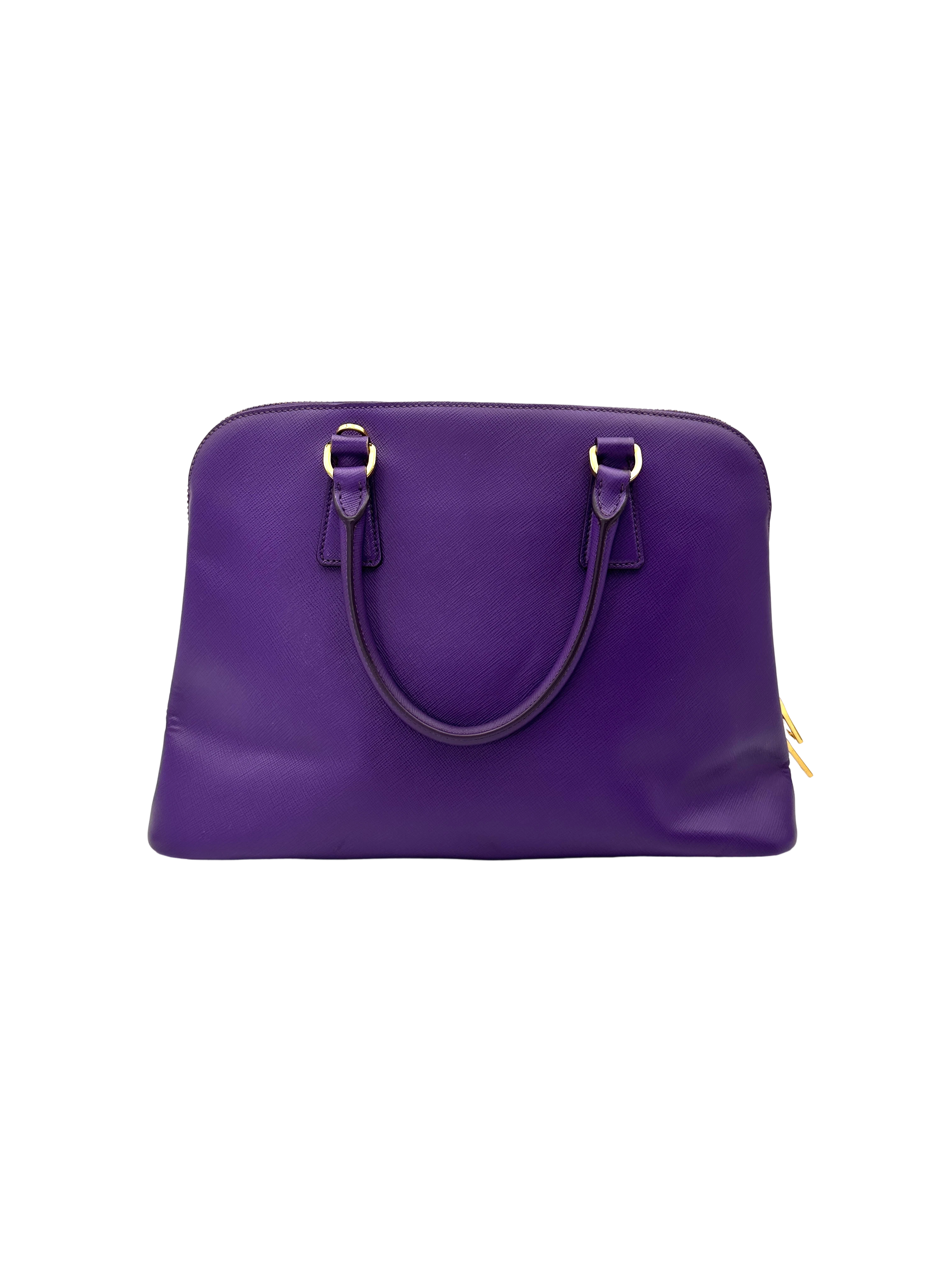 Prada Promenade Purple Saffiano Leather Large Size Handle Bag PR500