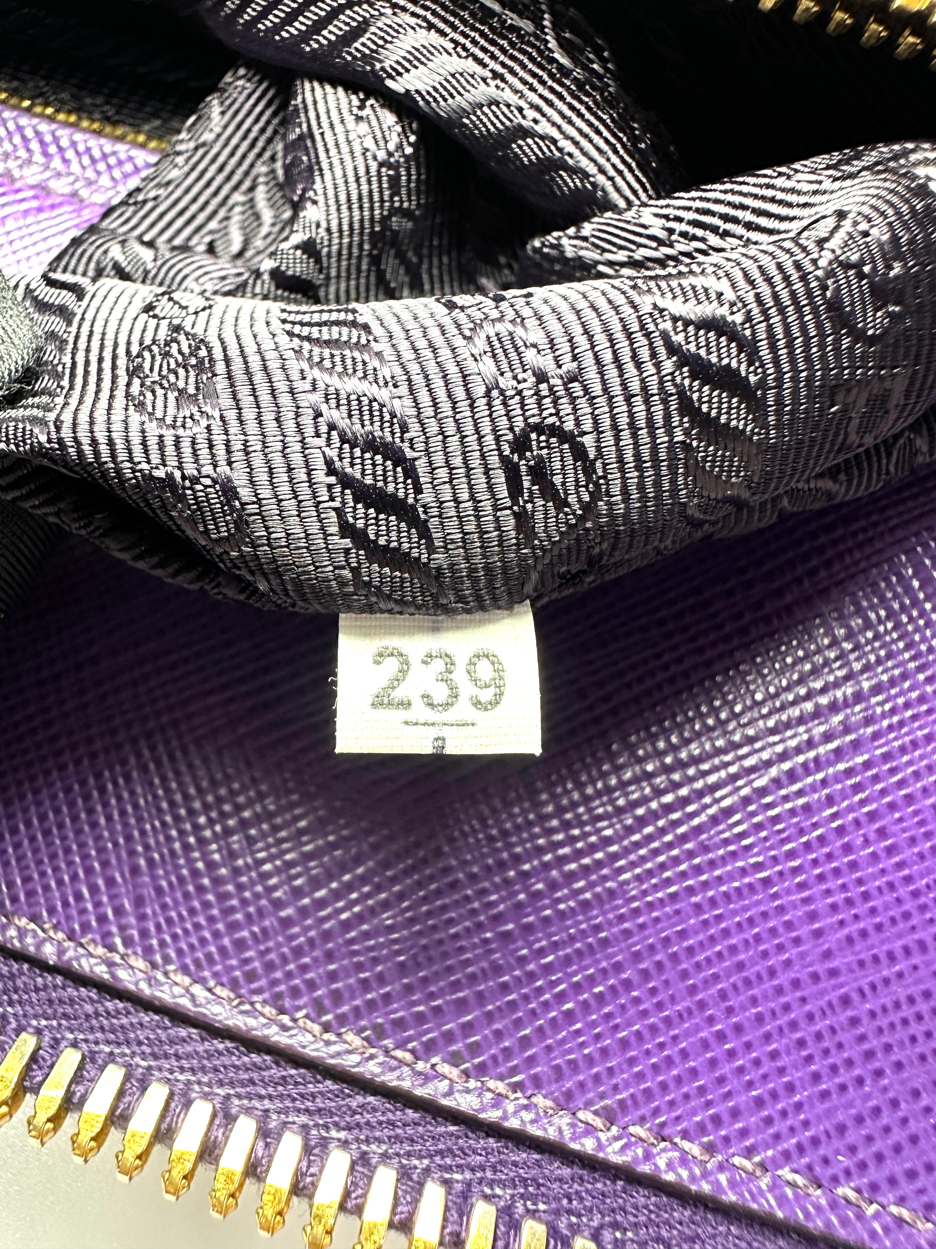 Prada Promenade Purple Saffiano Leather Large Size Handle Bag PR500