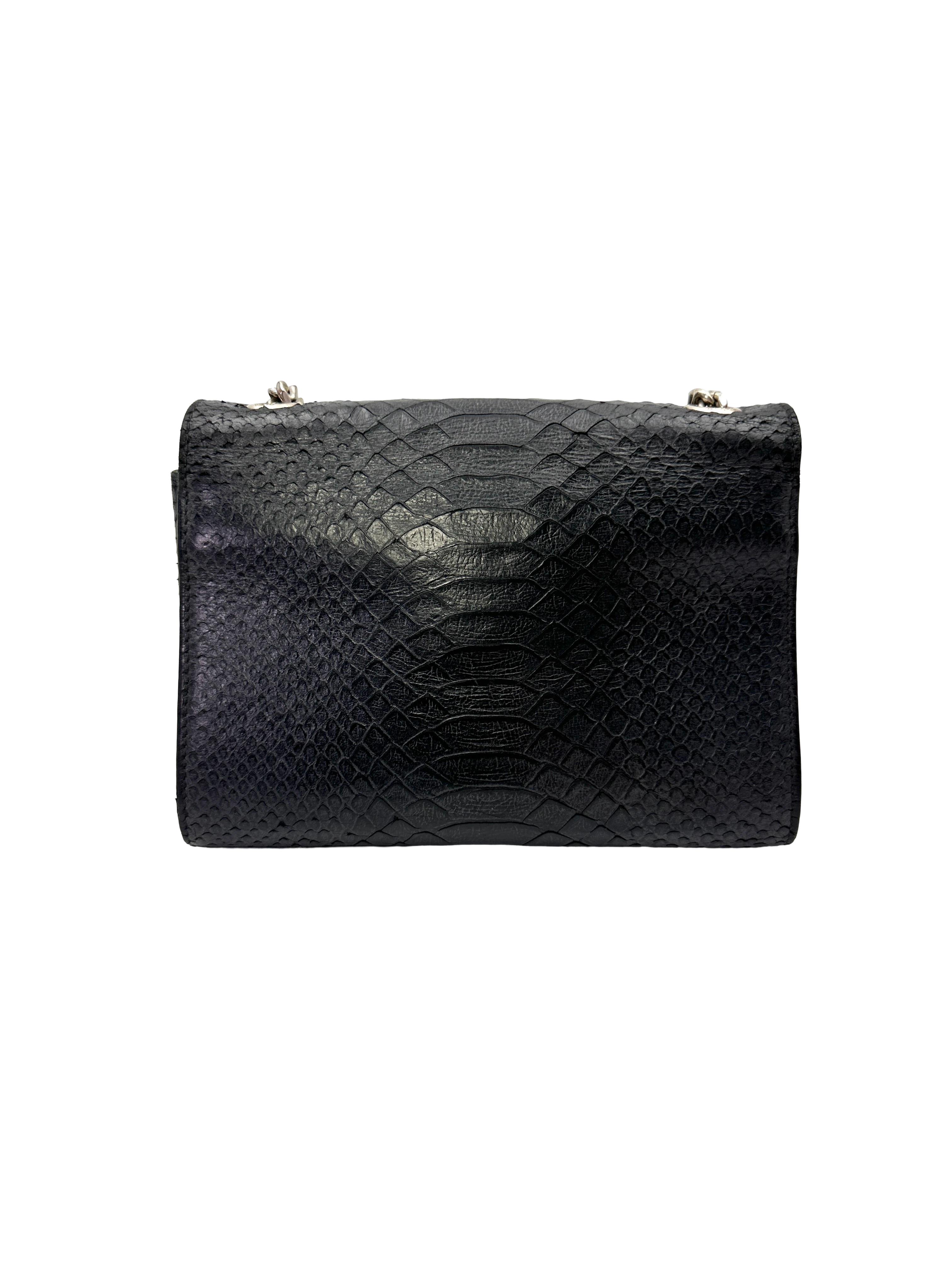 Saint Laurent Kate Tassel Black Python Leather Small Size Shoulder Bag SL264