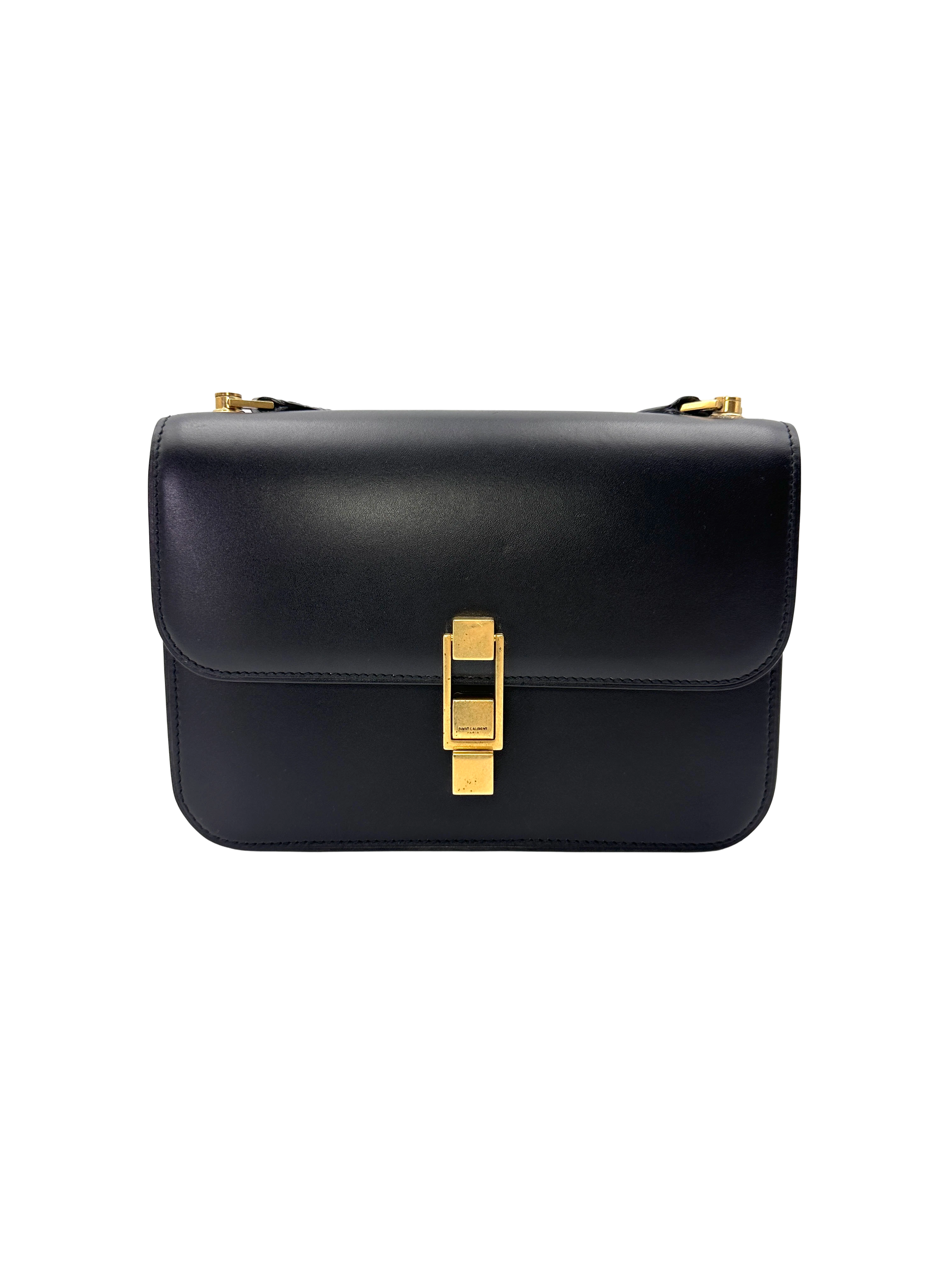 Saint Laurent Le Carre Black Leather Shoulder Bag CE175