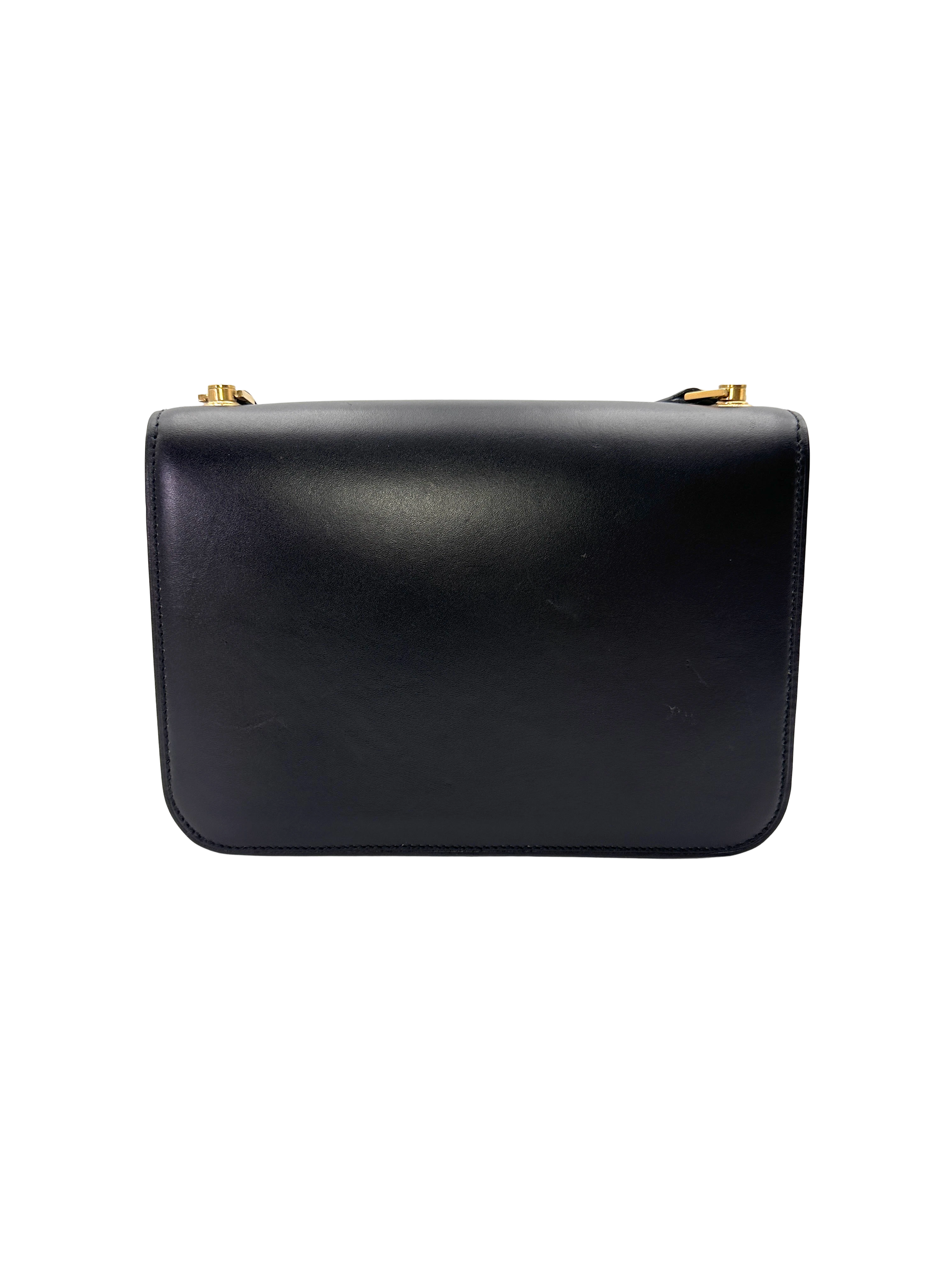 Saint Laurent Le Carre Black Leather Shoulder Bag CE175
