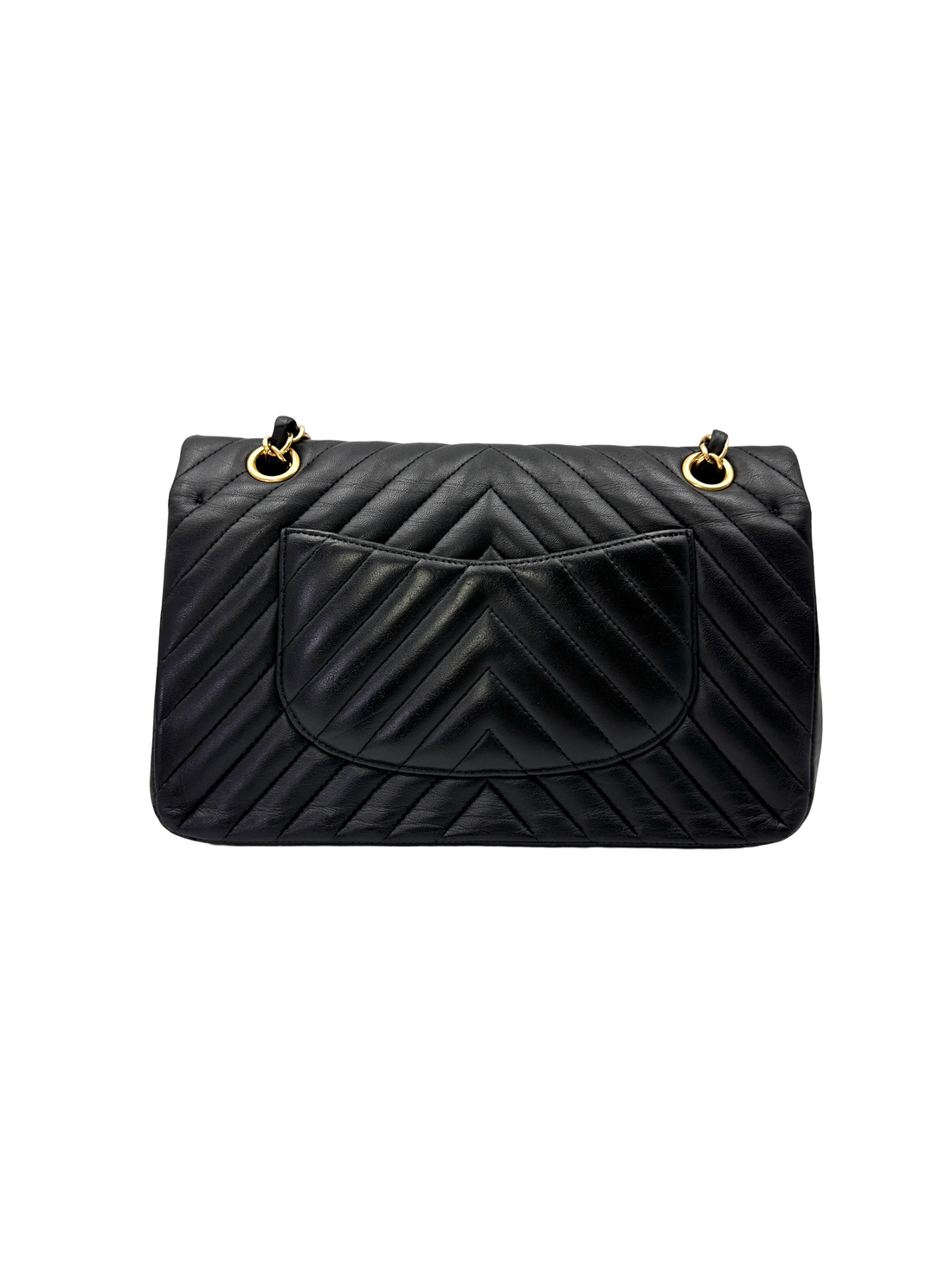 Chanel Classic Flap Black Chevron Quilted Lambskin Medium Size Shoulder Bag With Gold Buckle(21***93) CC2209