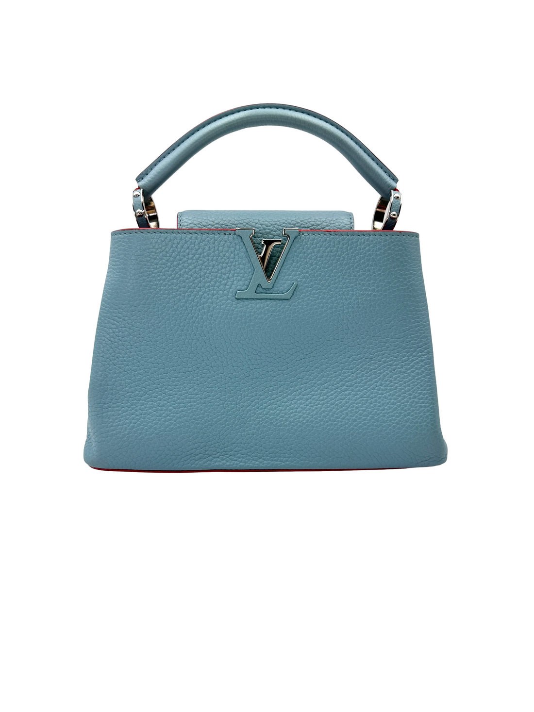 Louis Vuitton Capucines MM Blue Taurillon Leather Handle Bag LV3067