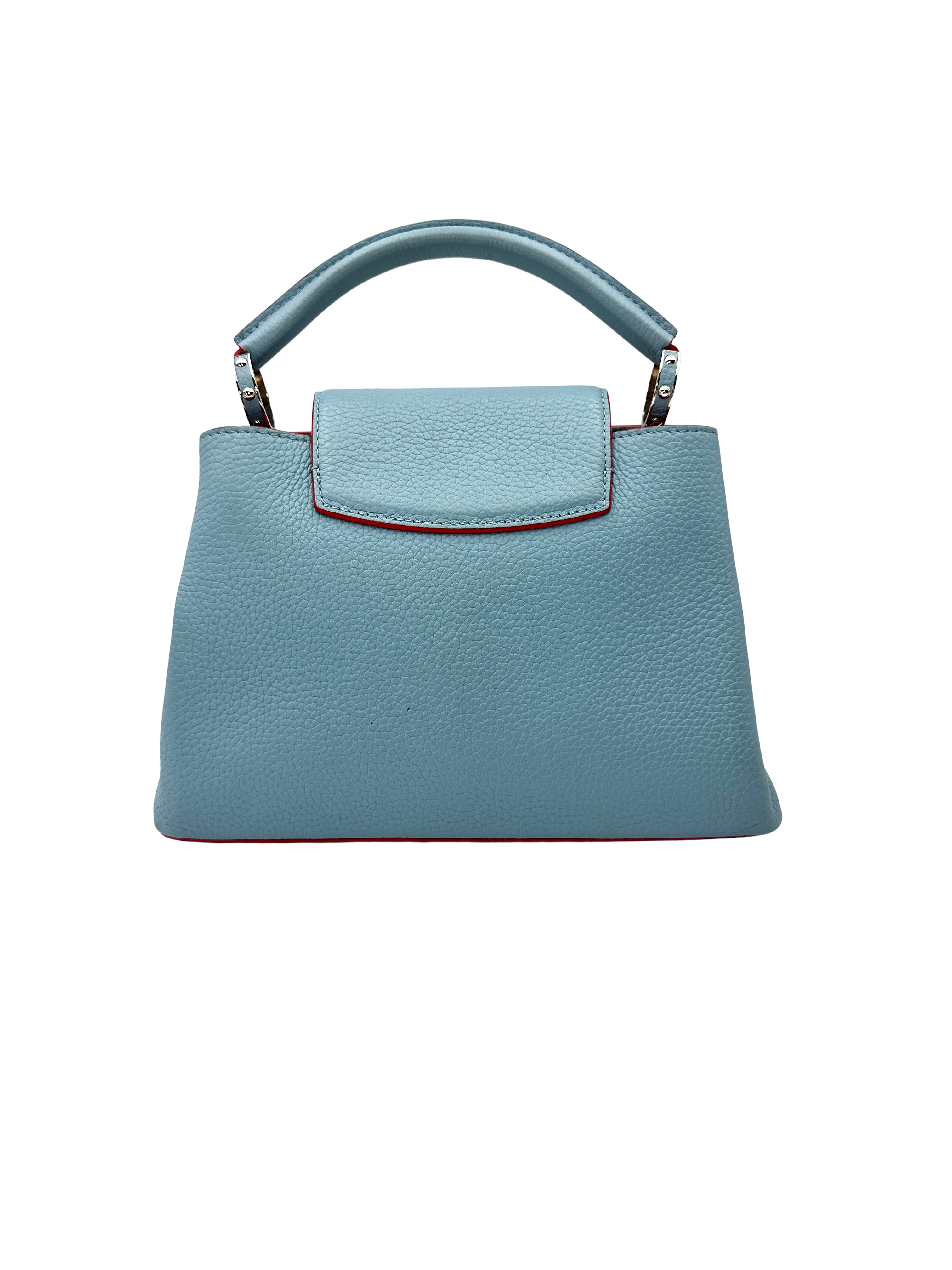 Louis Vuitton Capucines MM Blue Taurillon Leather Handle Bag LV3067