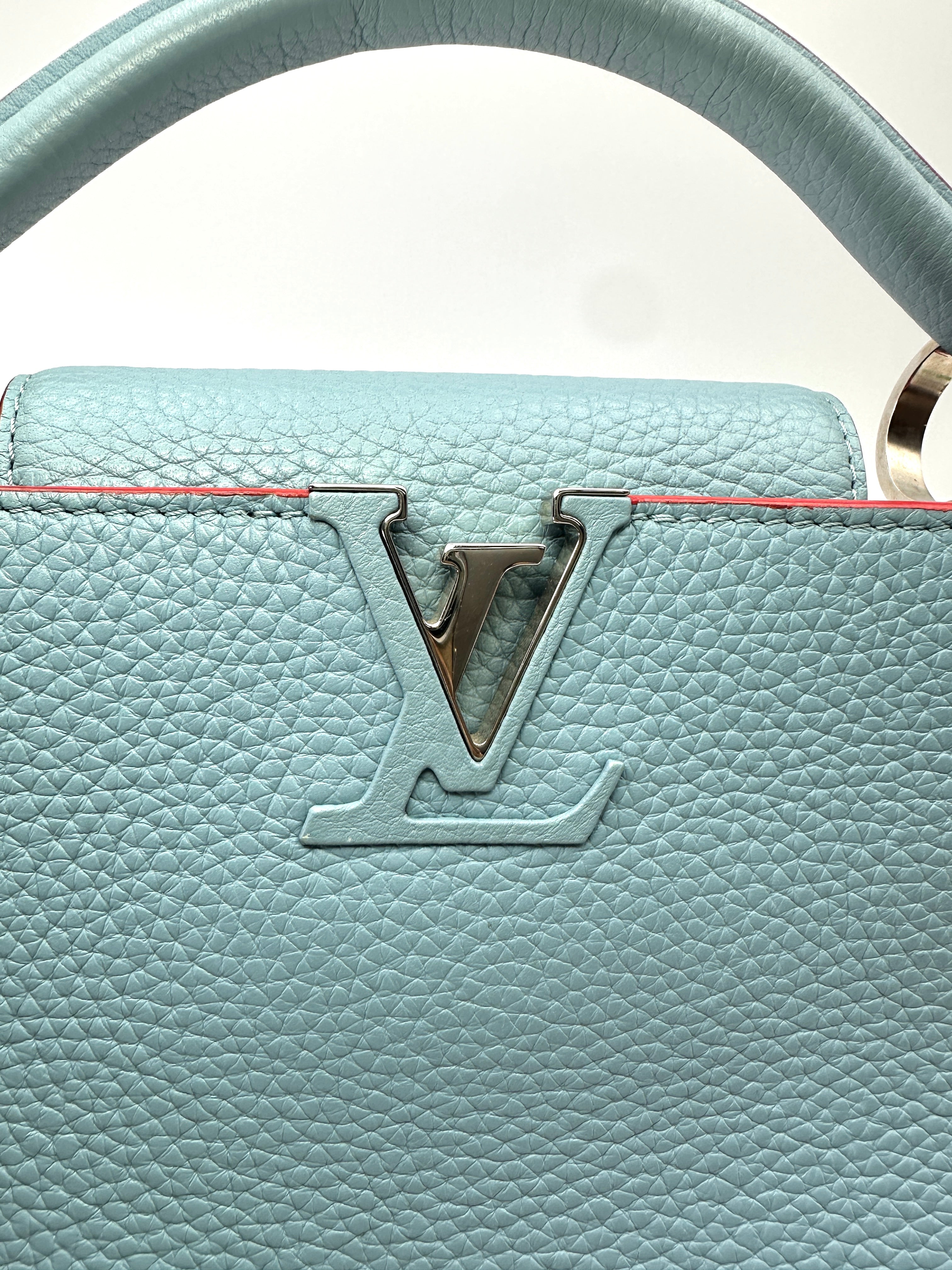 Louis Vuitton Capucines MM Blue Taurillon Leather Handle Bag LV3067