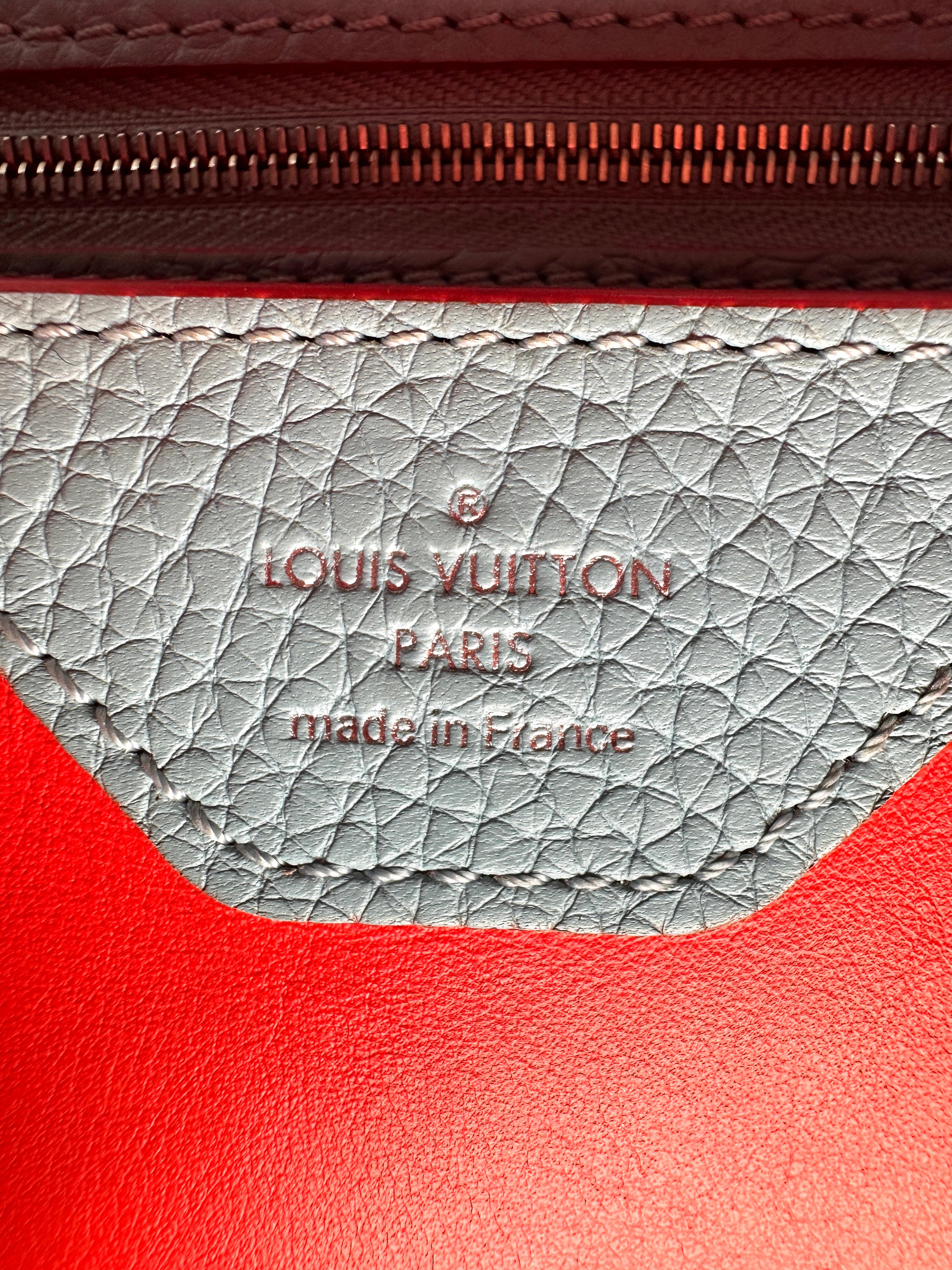 Louis Vuitton Capucines MM Blue Taurillon Leather Handle Bag LV3067