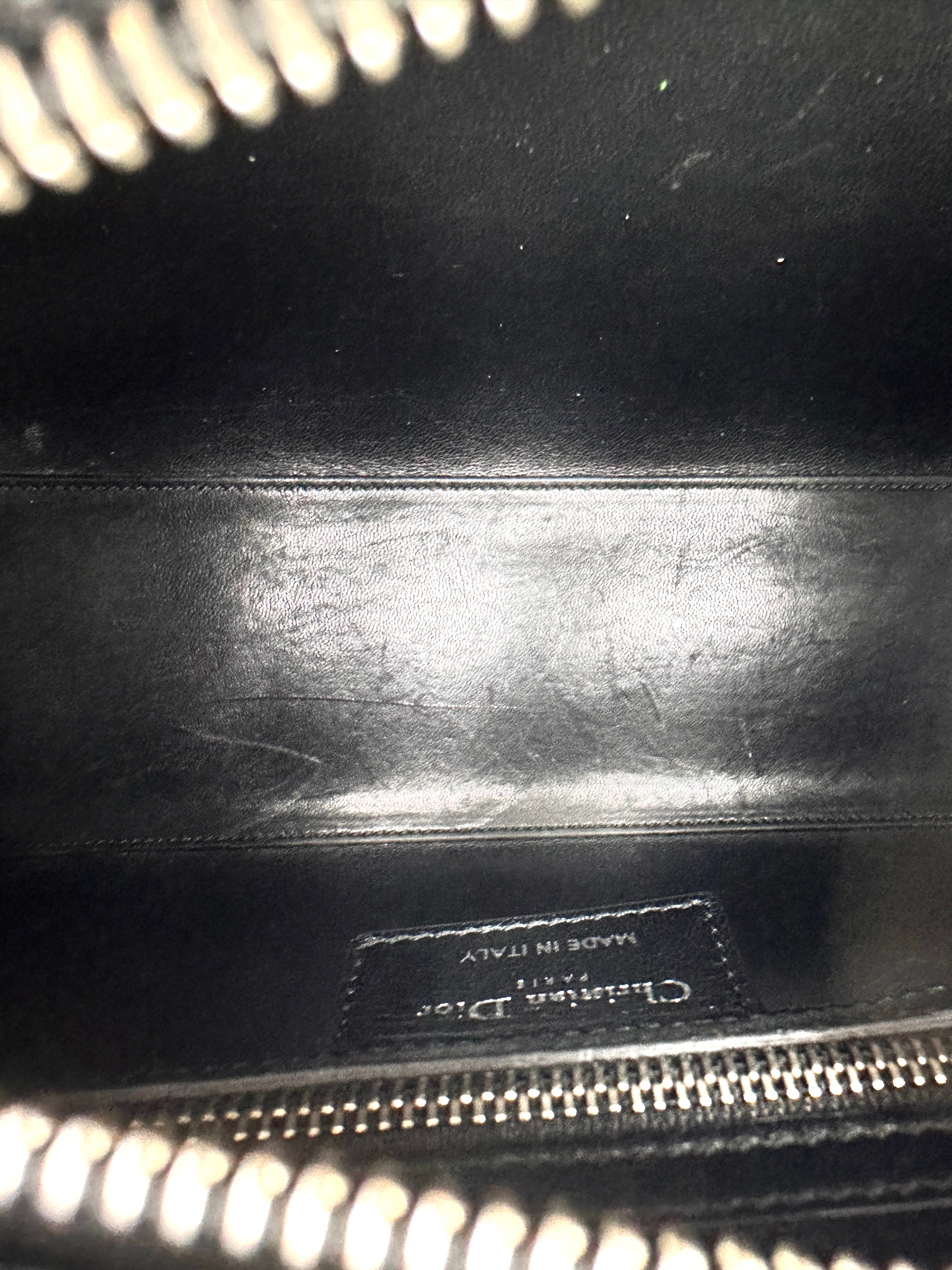 Christian Dior Lady Dior Black Leather Crystal Floral Embellishment Handle Bag With Silver Buckle DR812