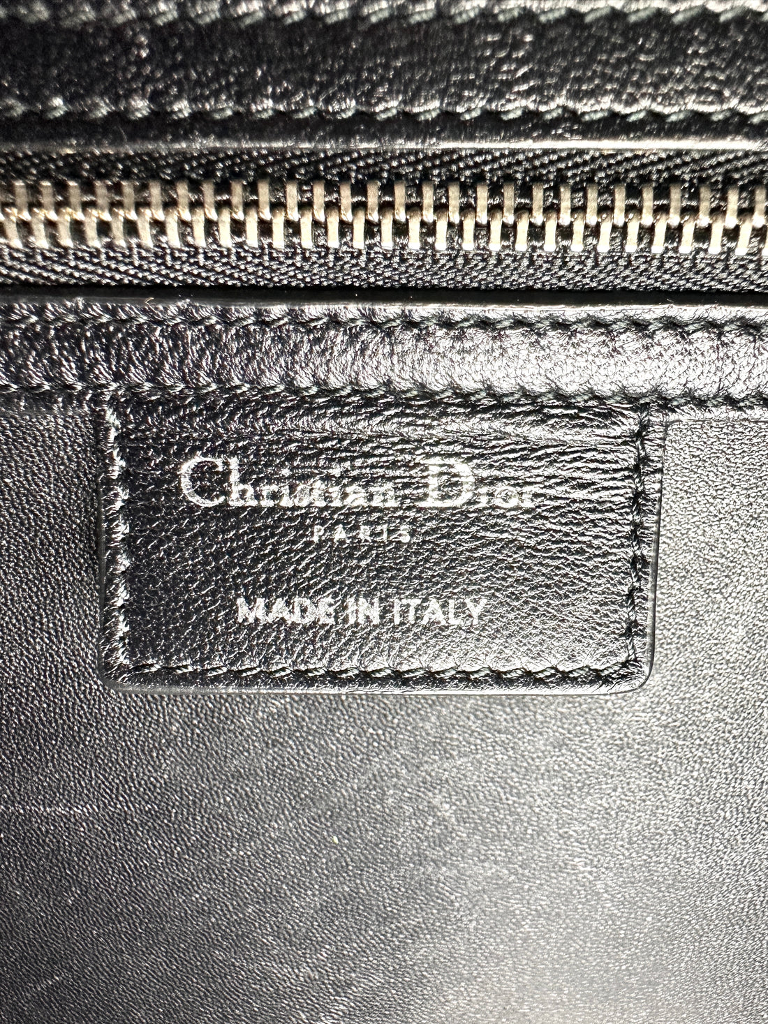 Christian Dior Lady Dior Black Leather Crystal Floral Embellishment Handle Bag With Silver Buckle DR812