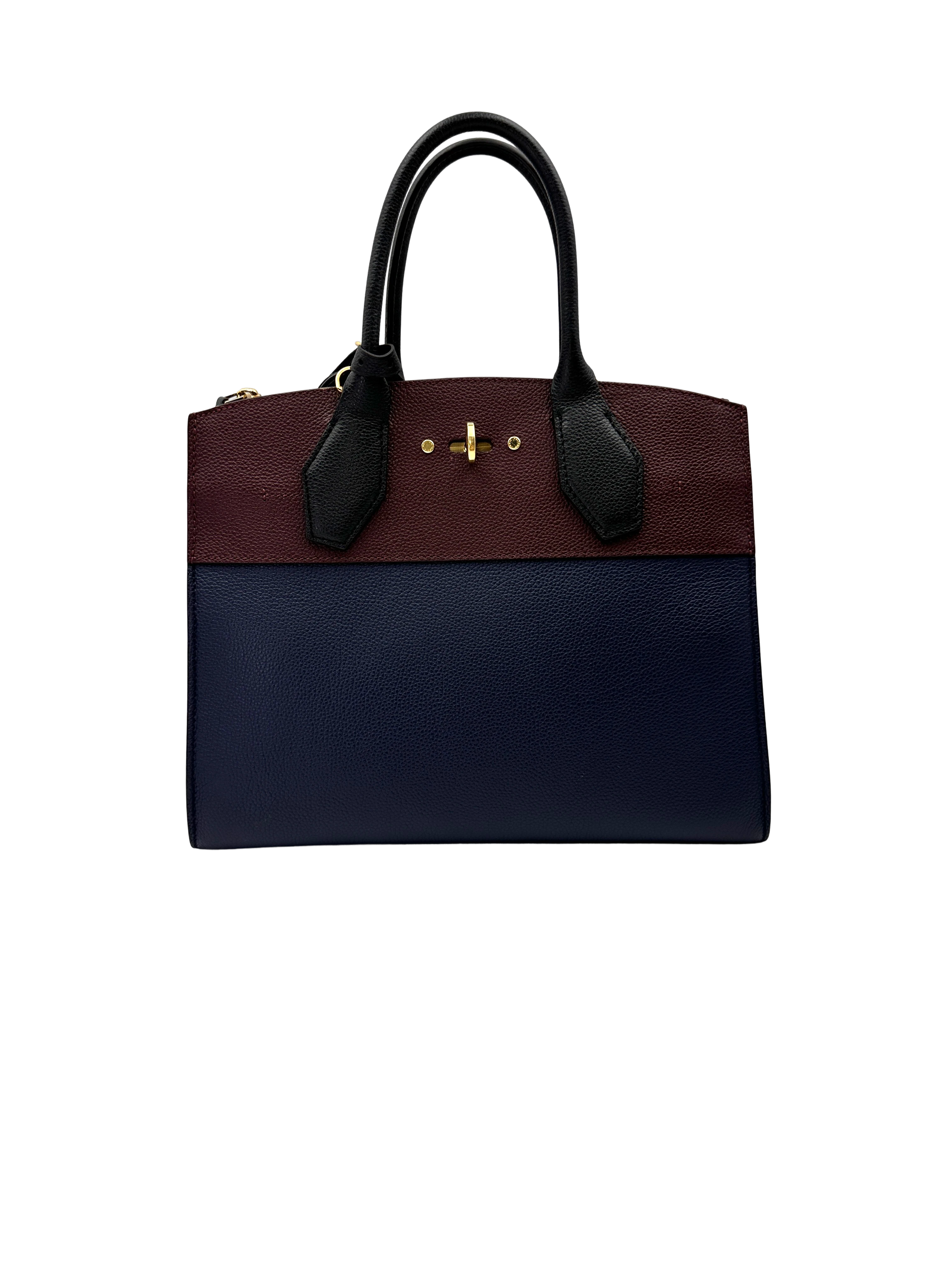 Louis Vuitton City Steamer Black/Dark Red Leather Handle Bag LV3066