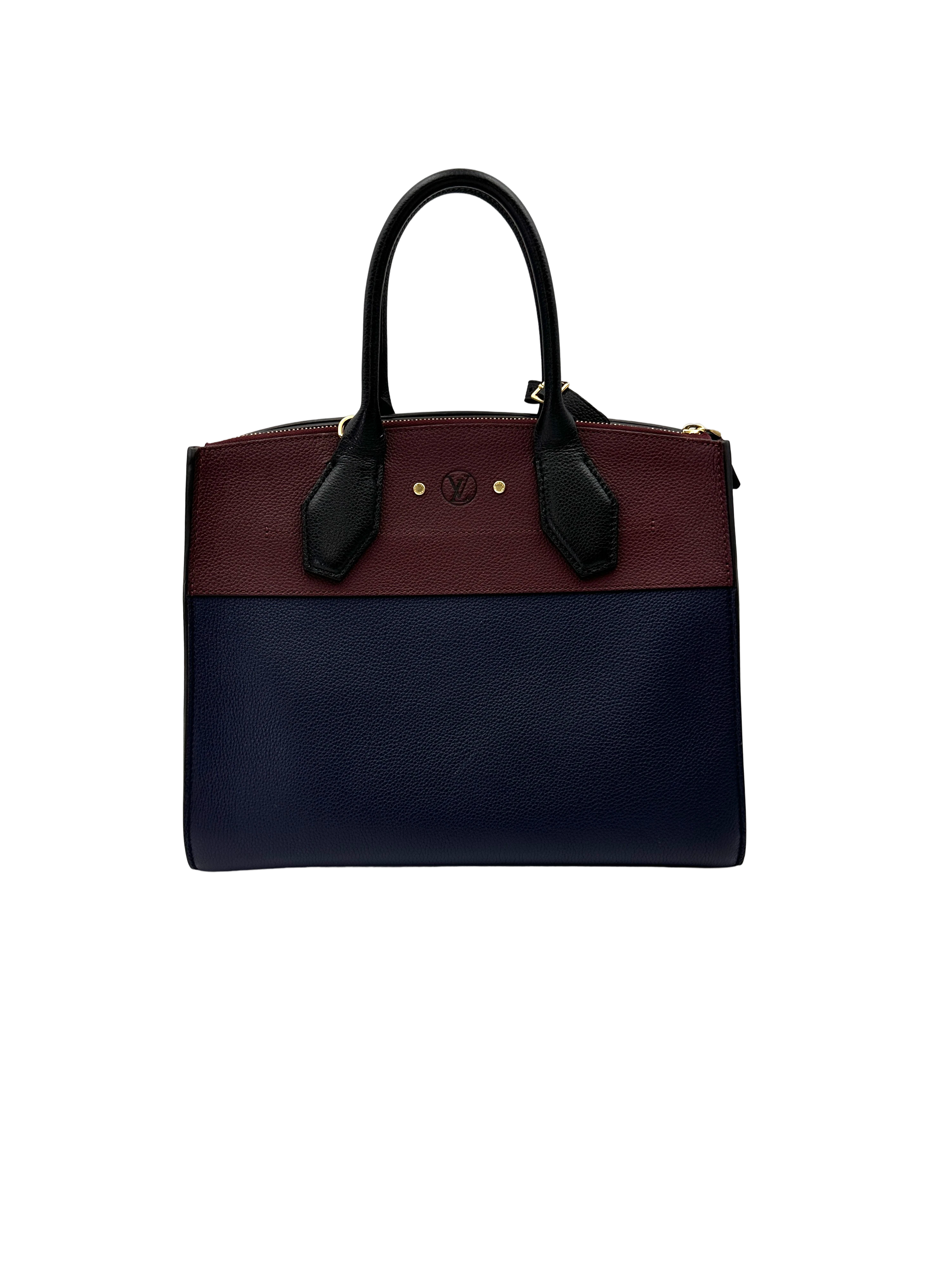 Louis Vuitton City Steamer Black/Dark Red Leather Handle Bag LV3066