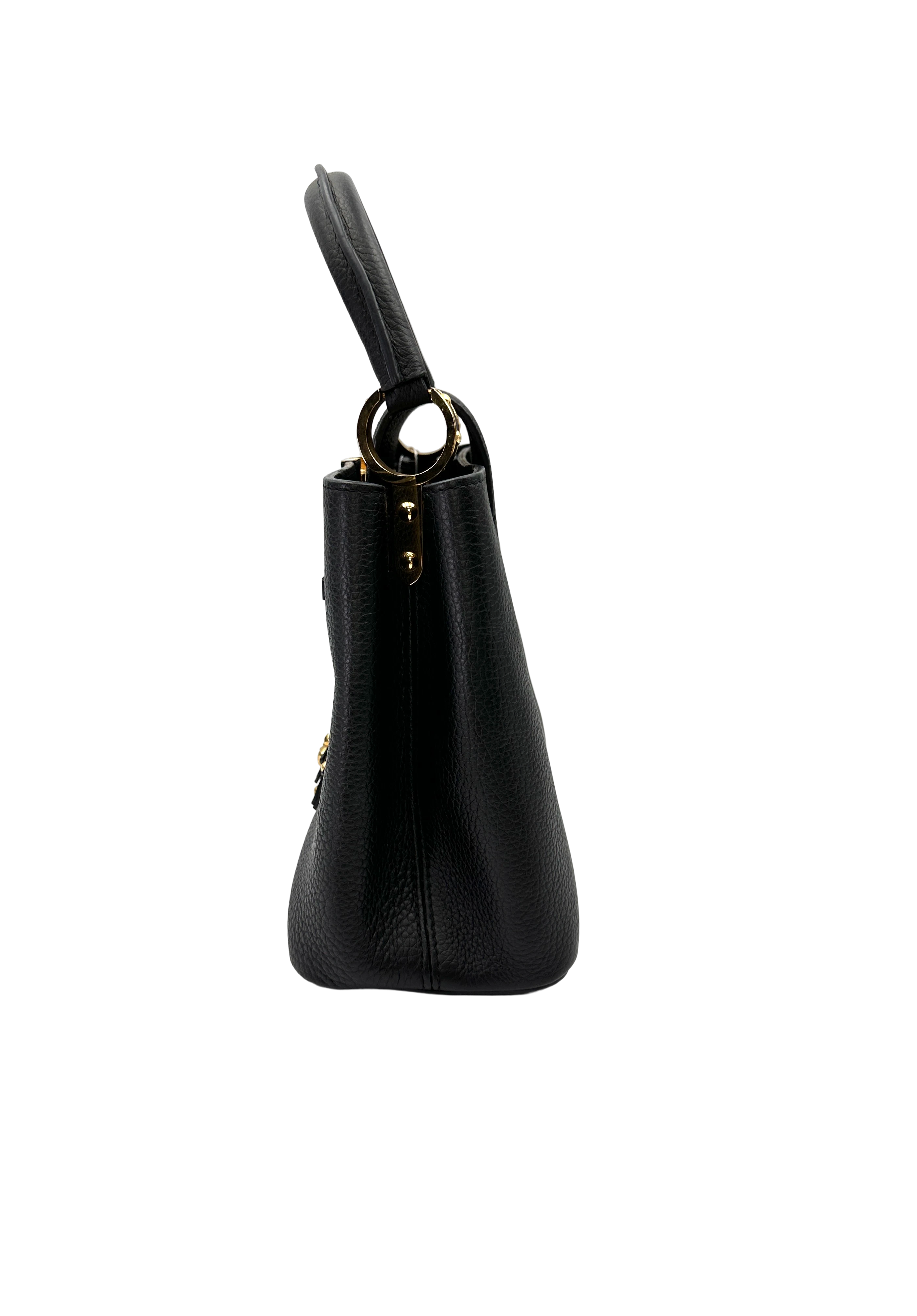 Louis Vuitton Capucines Black Monogram Flowers Top Handle Bag LV3064