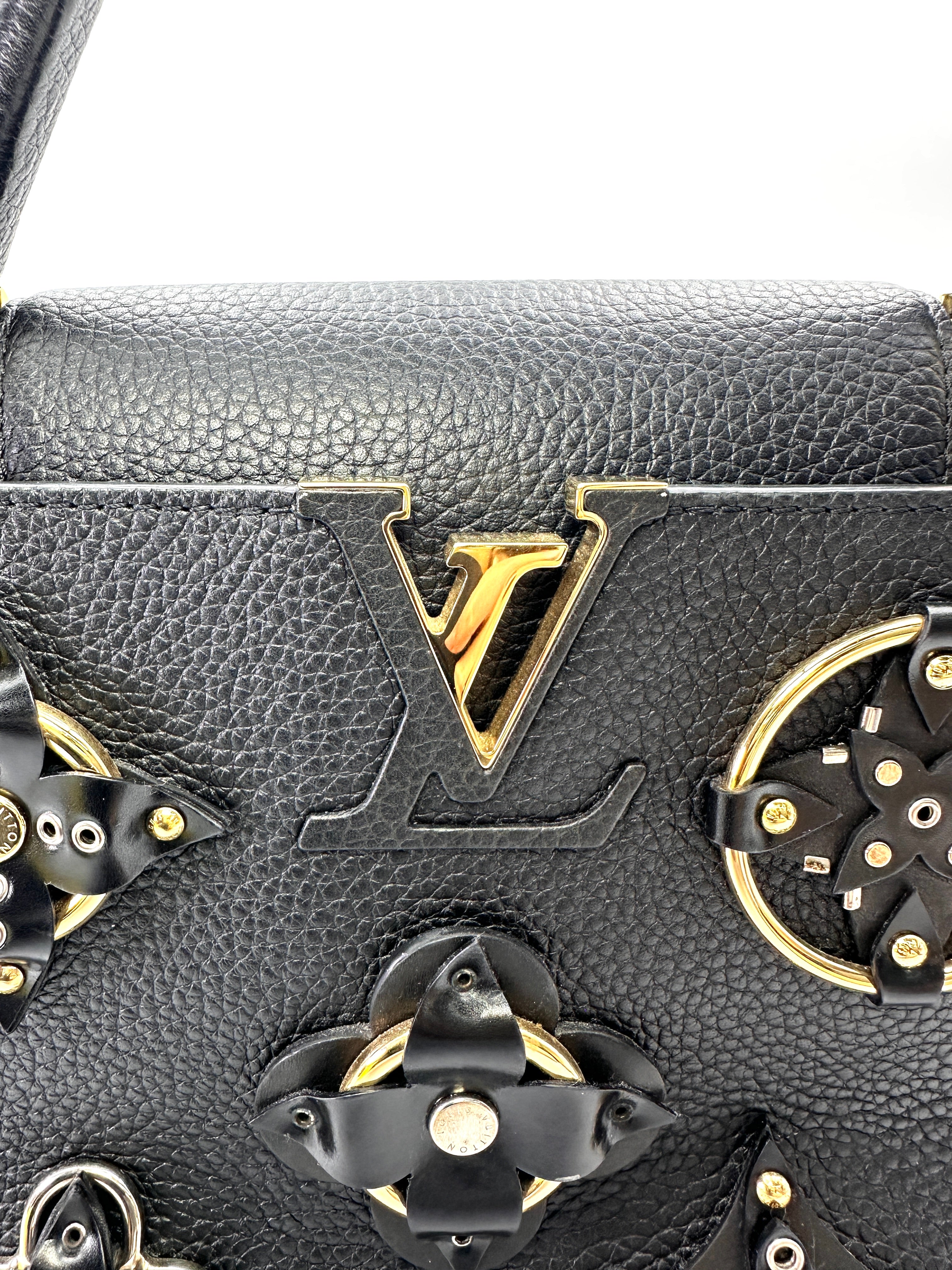 Louis Vuitton Capucines Black Monogram Flowers Top Handle Bag LV3064