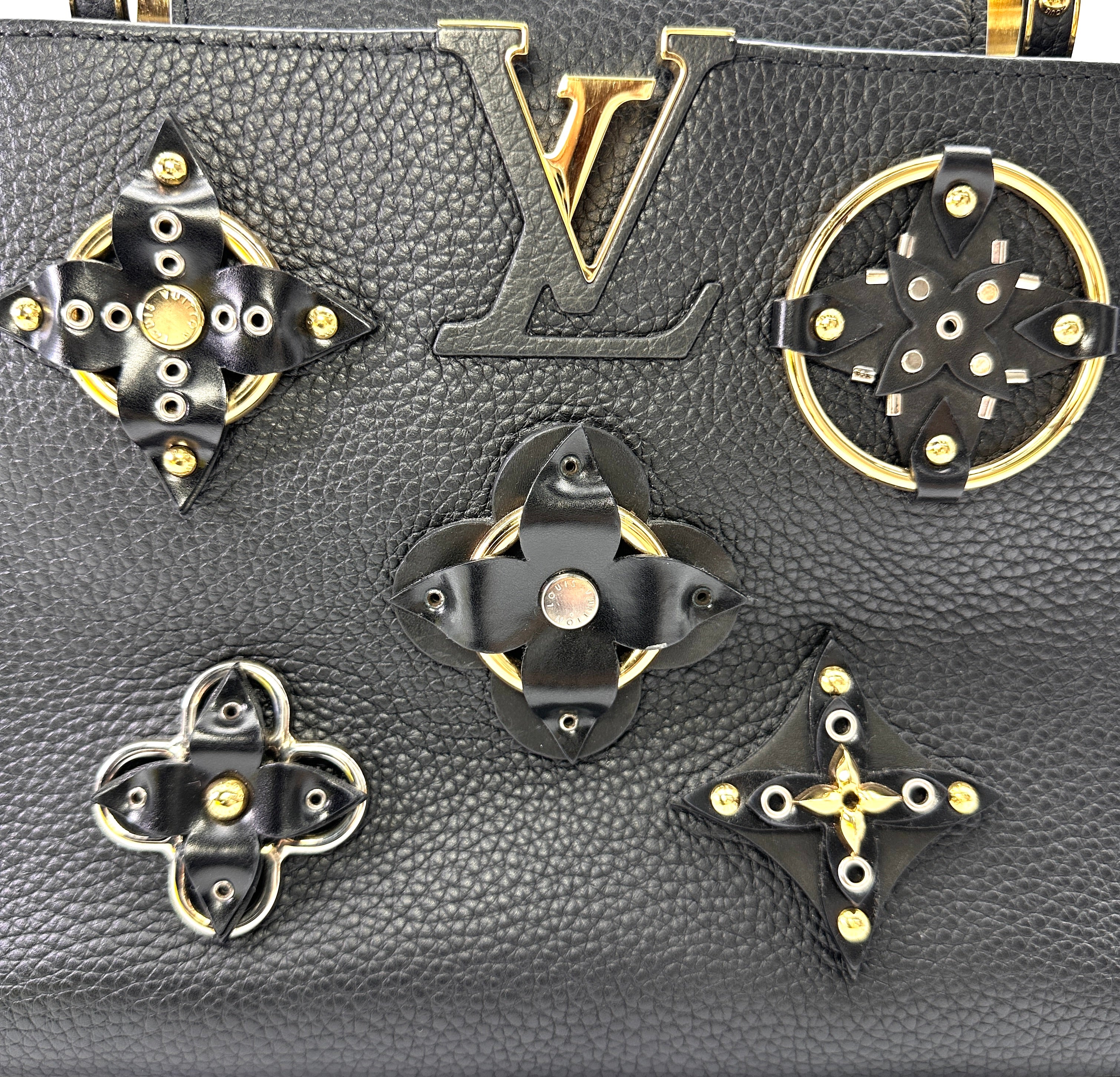 Louis Vuitton Capucines Black Monogram Flowers Top Handle Bag LV3064