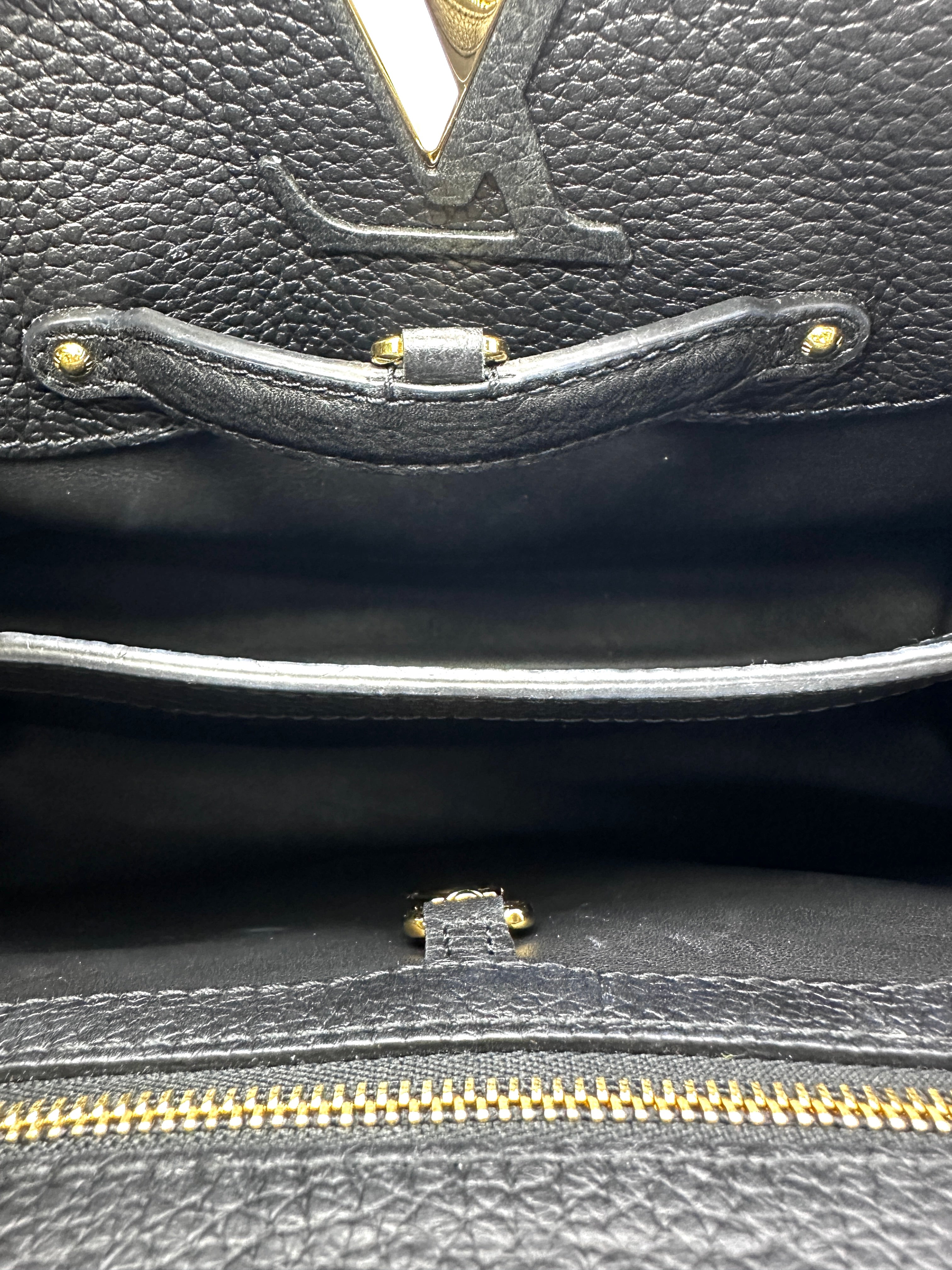 Louis Vuitton Capucines Black Monogram Flowers Top Handle Bag LV3064