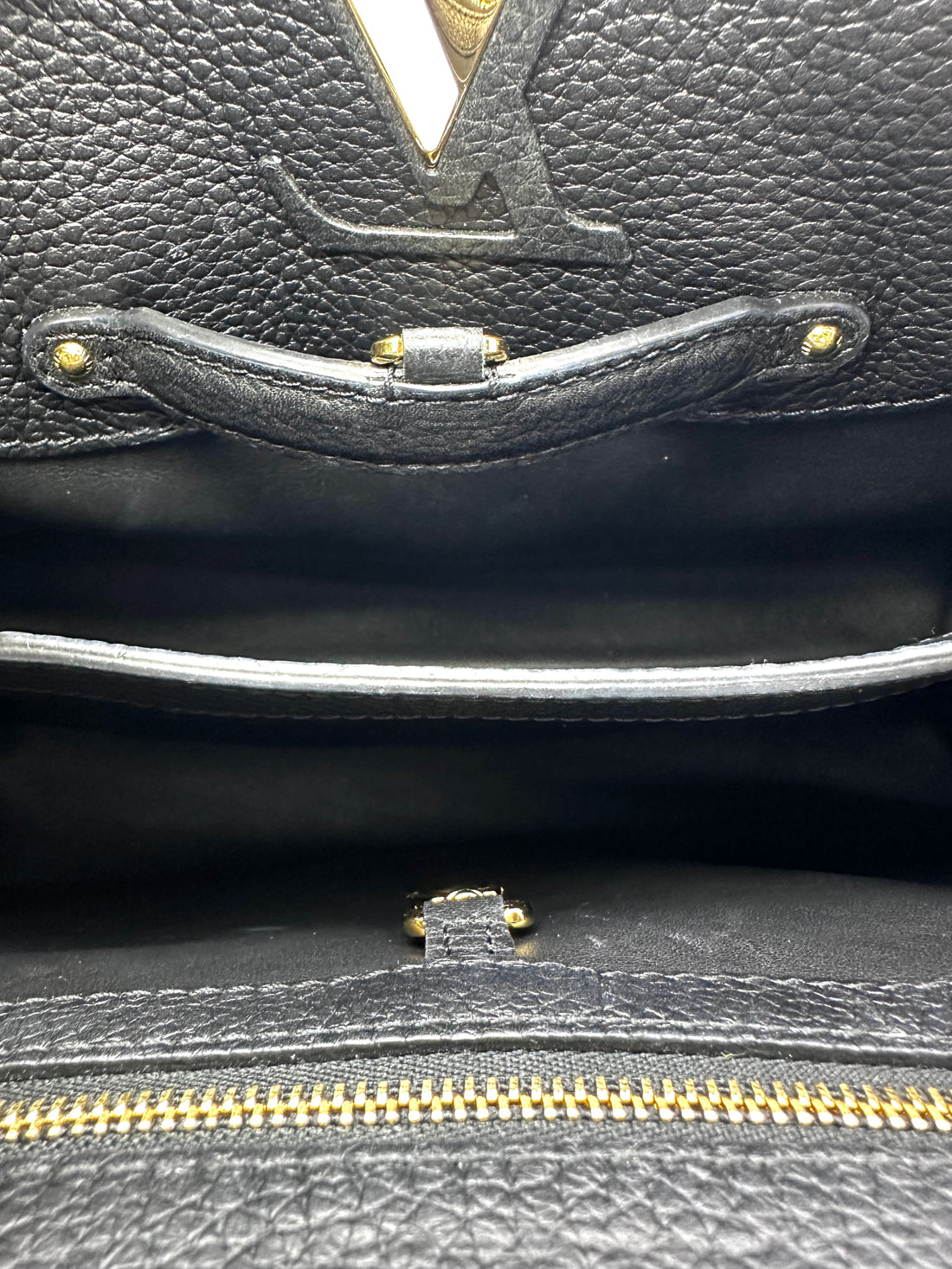 Louis Vuitton Capucines Black Monogram Flowers Top Handle Bag LV3064