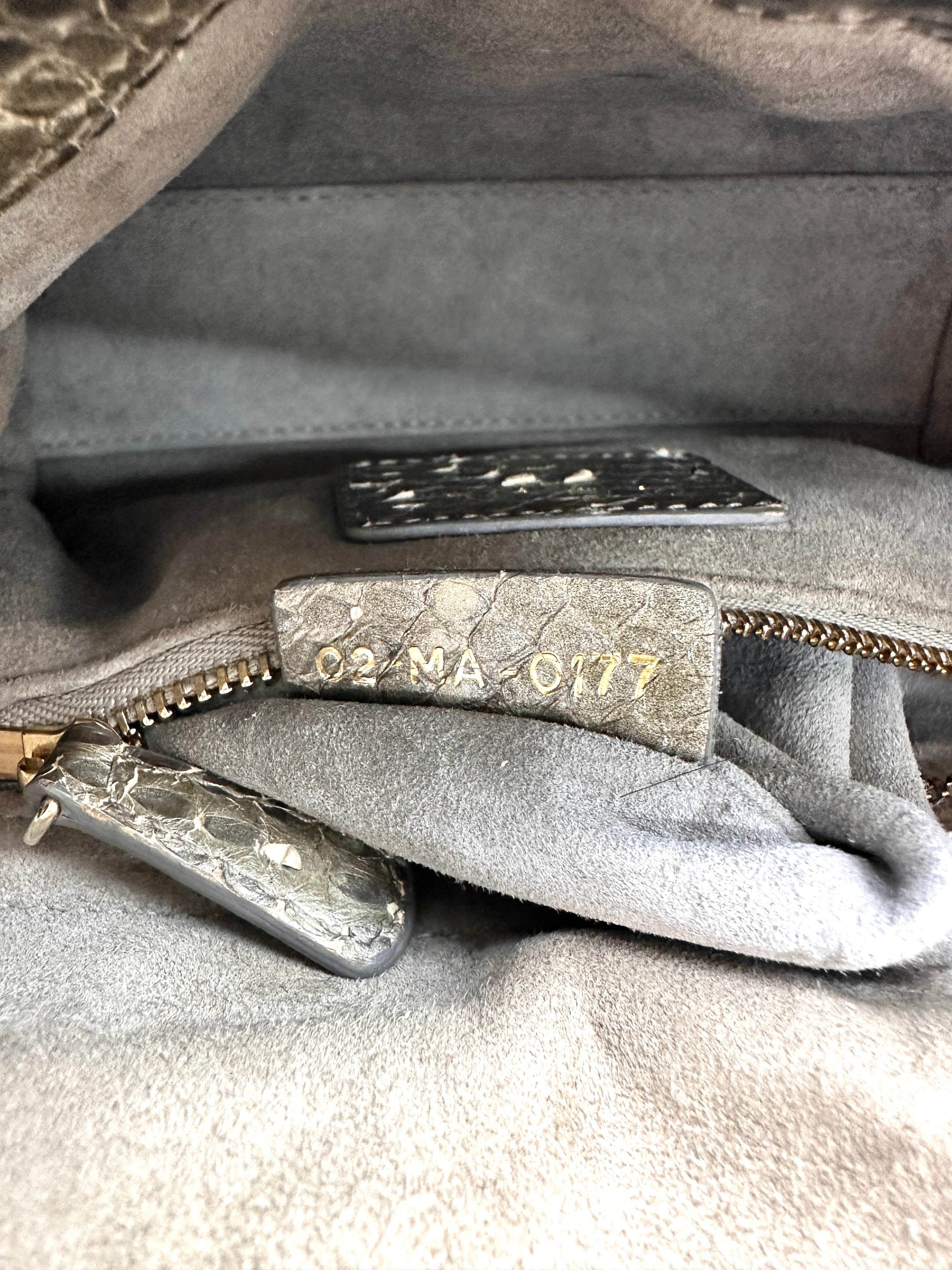 Christian Dior Lady Dior Gold Python Leather Handle Bag With Gold Charms DR814
