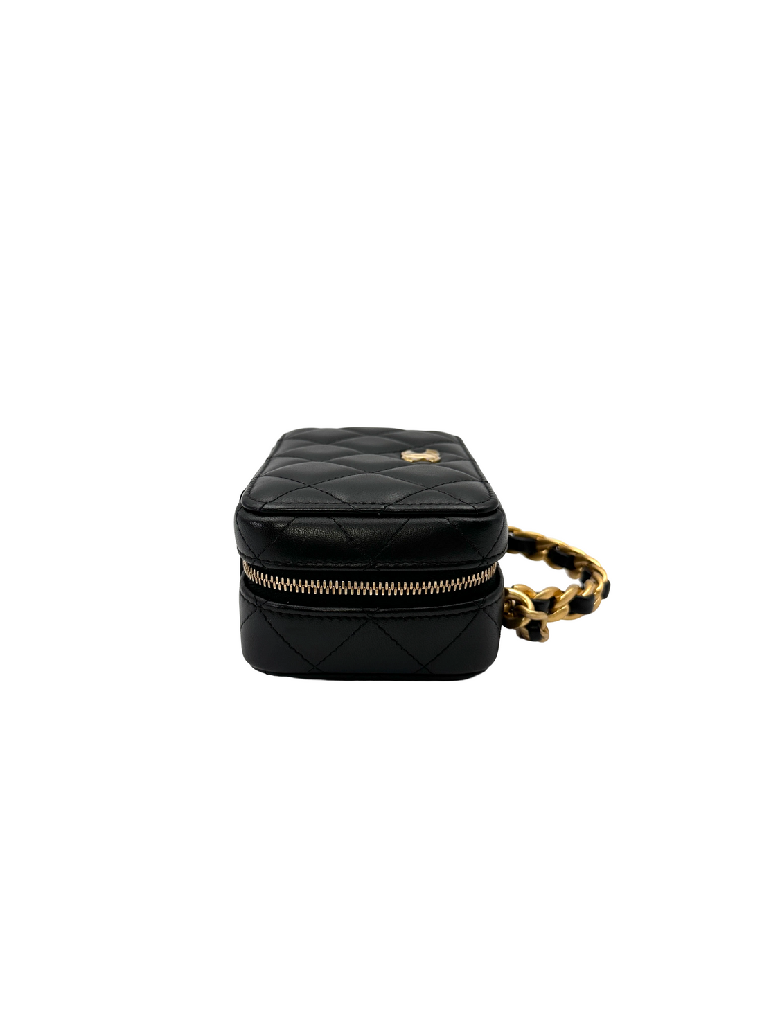 Chanel Black Quilted Leather Top Handle Vanity Case With Gold Hardware(CC***T2) CC2206