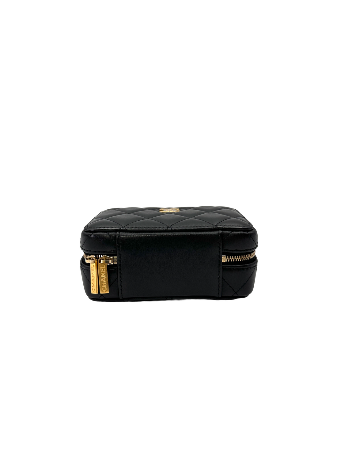 Chanel Black Quilted Leather Top Handle Vanity Case With Gold Hardware(CC***T2) CC2206