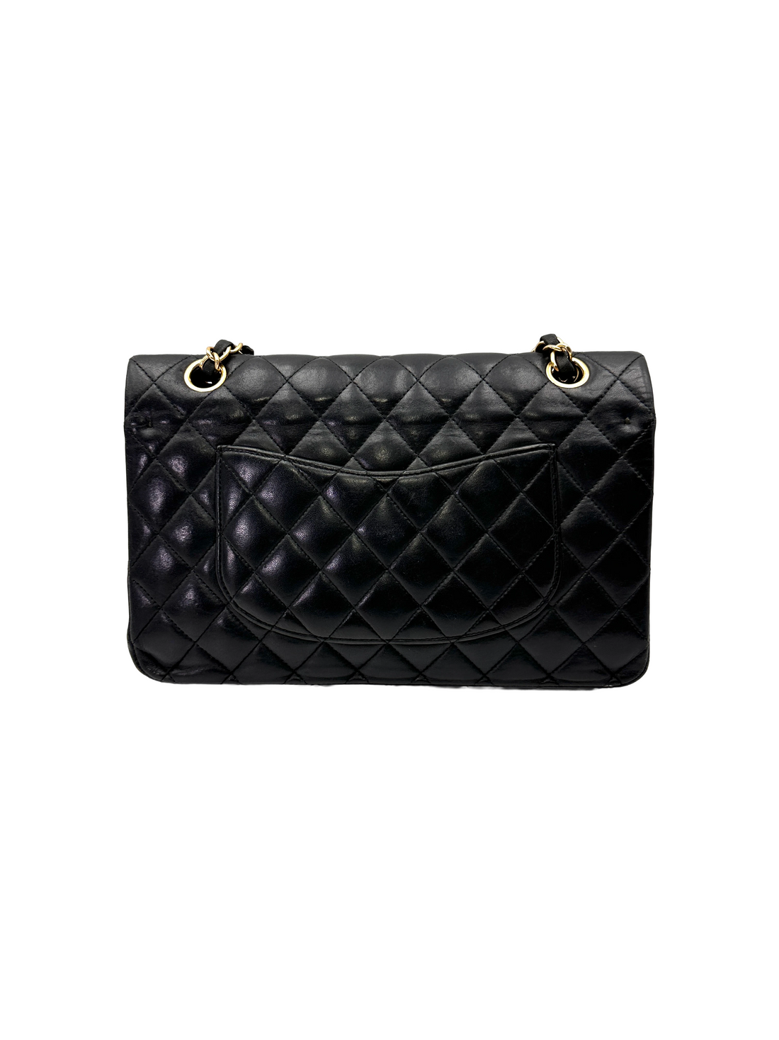 Chanel Classic Flap Black Quilted Lambskin Medium Size Shoulder Bag With Gold Buckle(14***38) CC2200