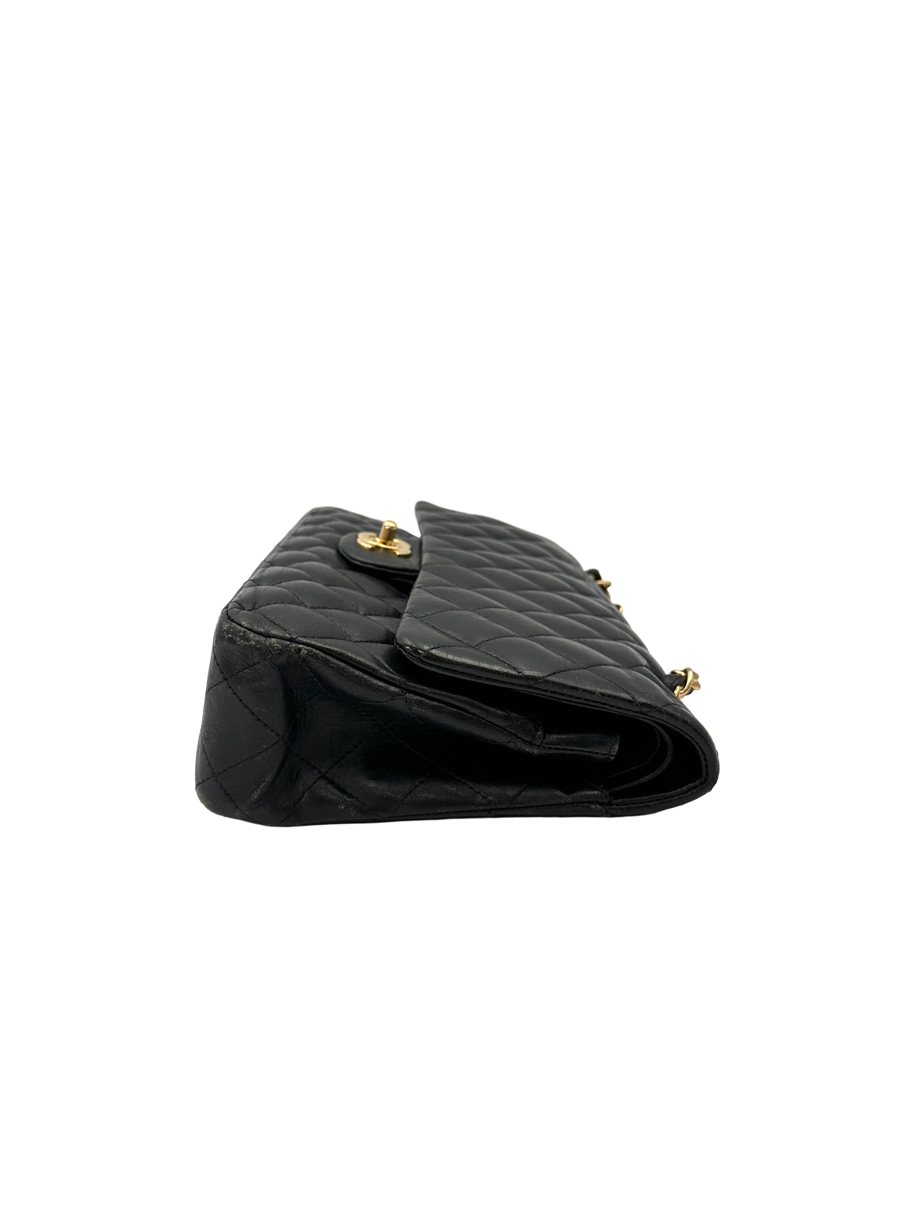 Chanel Classic Flap Black Quilted Lambskin Medium Size Shoulder Bag With Gold Buckle(14***38) CC2200