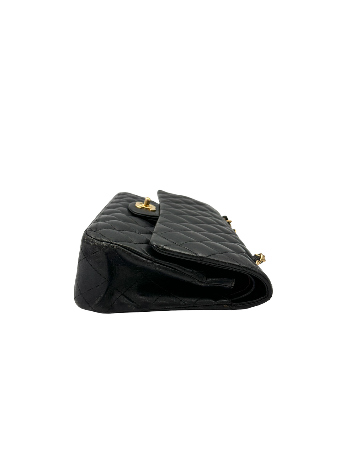 Chanel Classic Flap Black Quilted Lambskin Medium Size Shoulder Bag With Gold Buckle(14***38) CC2200