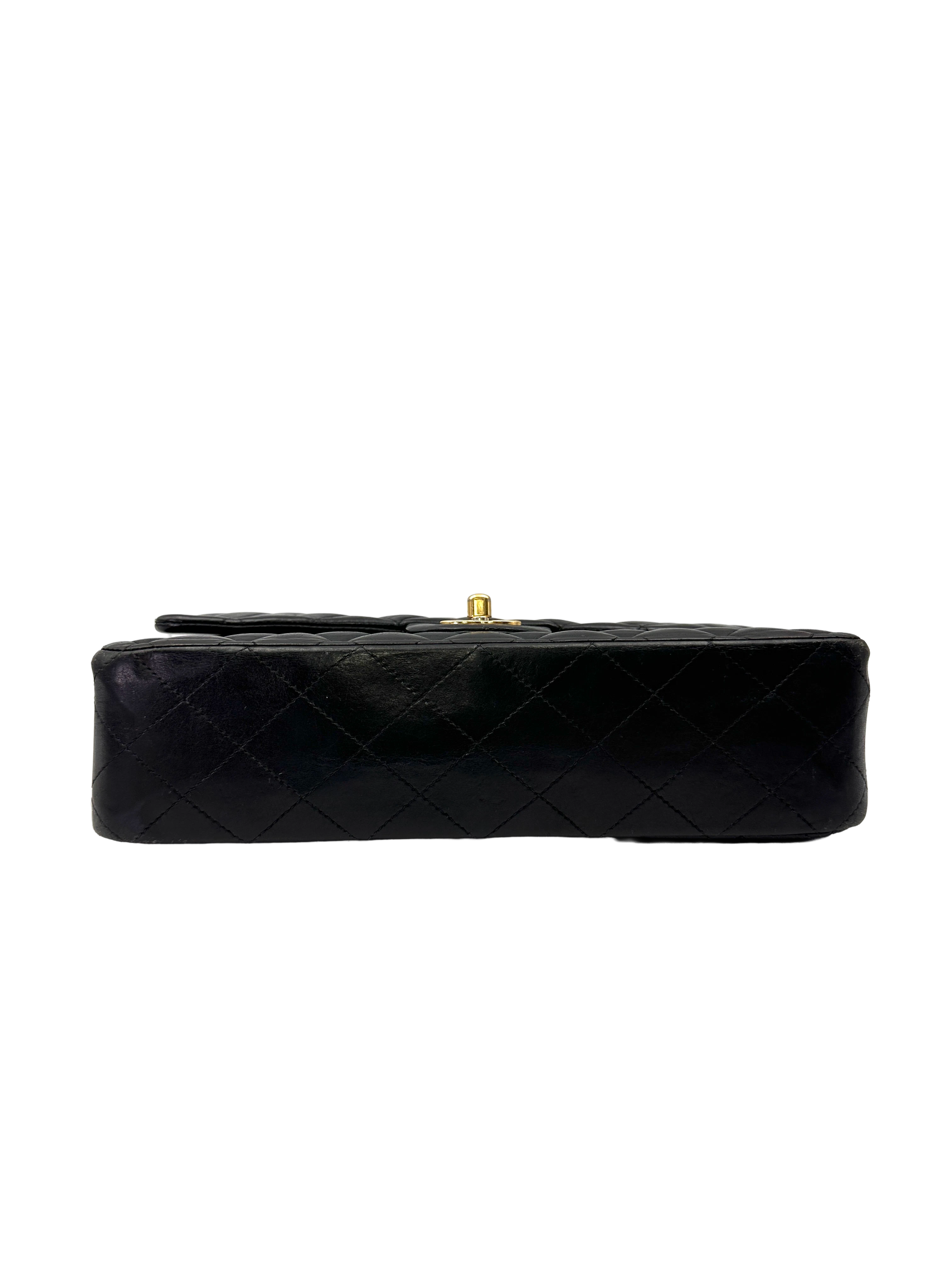 Chanel Classic Flap Black Quilted Lambskin Medium Size Shoulder Bag With Gold Buckle(14***38) CC2200