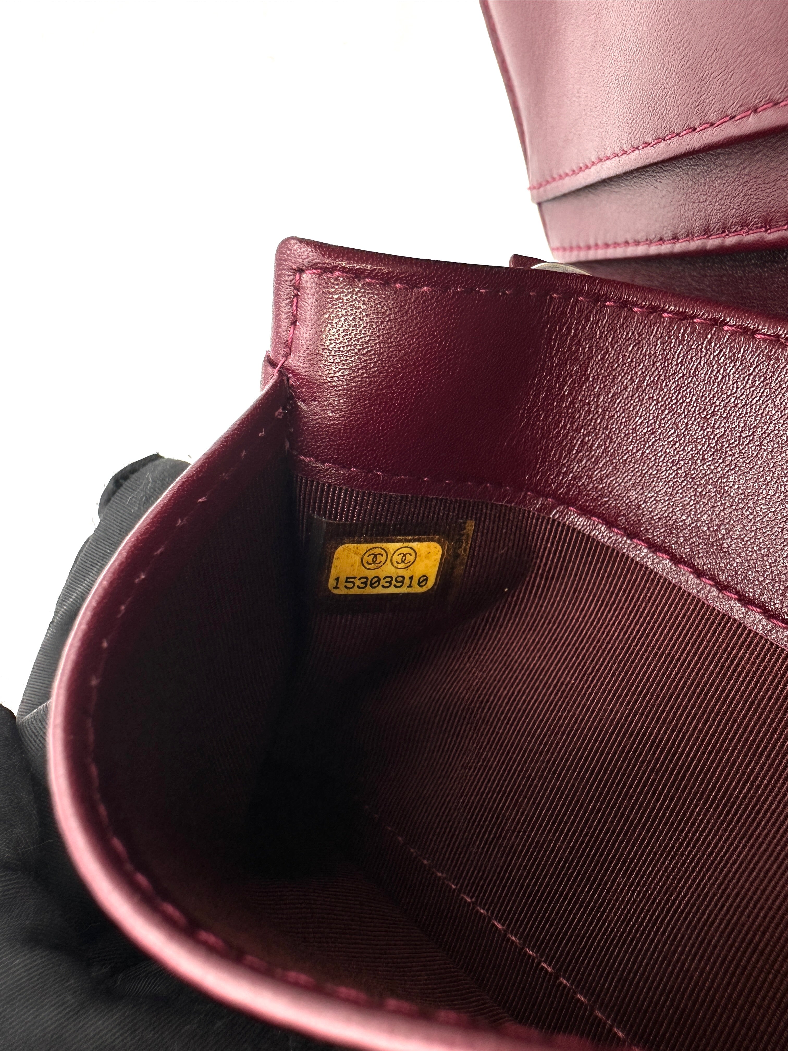Chanel Burgundy Quilted Patent Leather Long Wallet(15***10) CC2201
