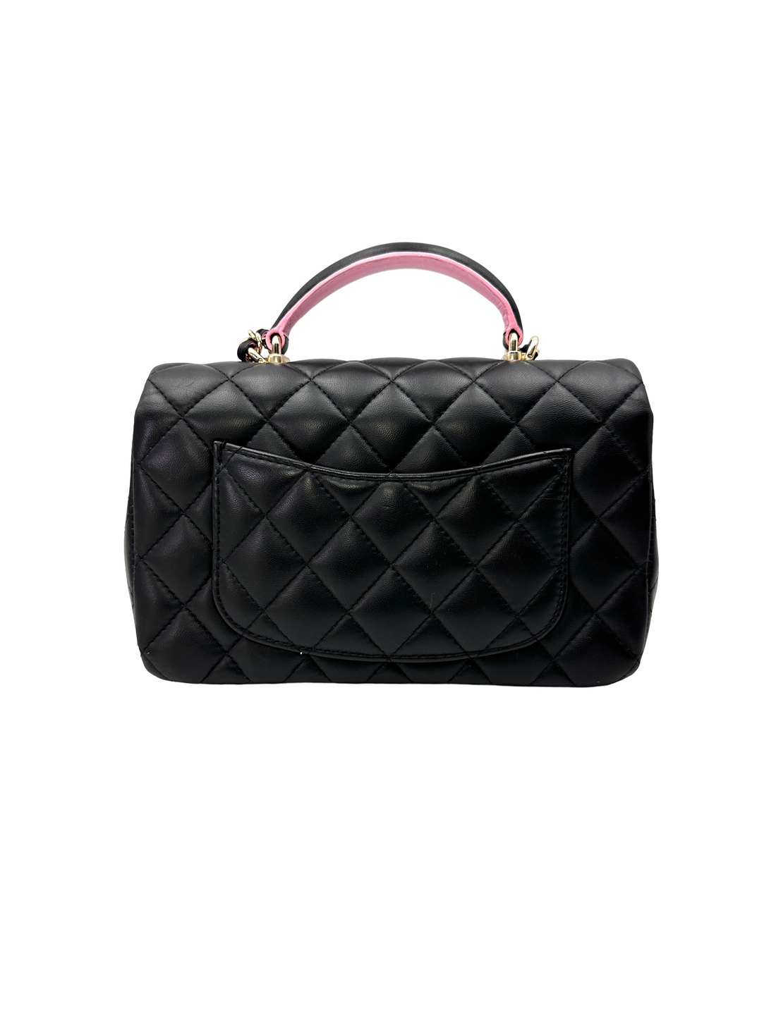 Chanel Black/Pink Quilted Lambskin Top Handle Shoulder Bag(E0***9J) IRIS250