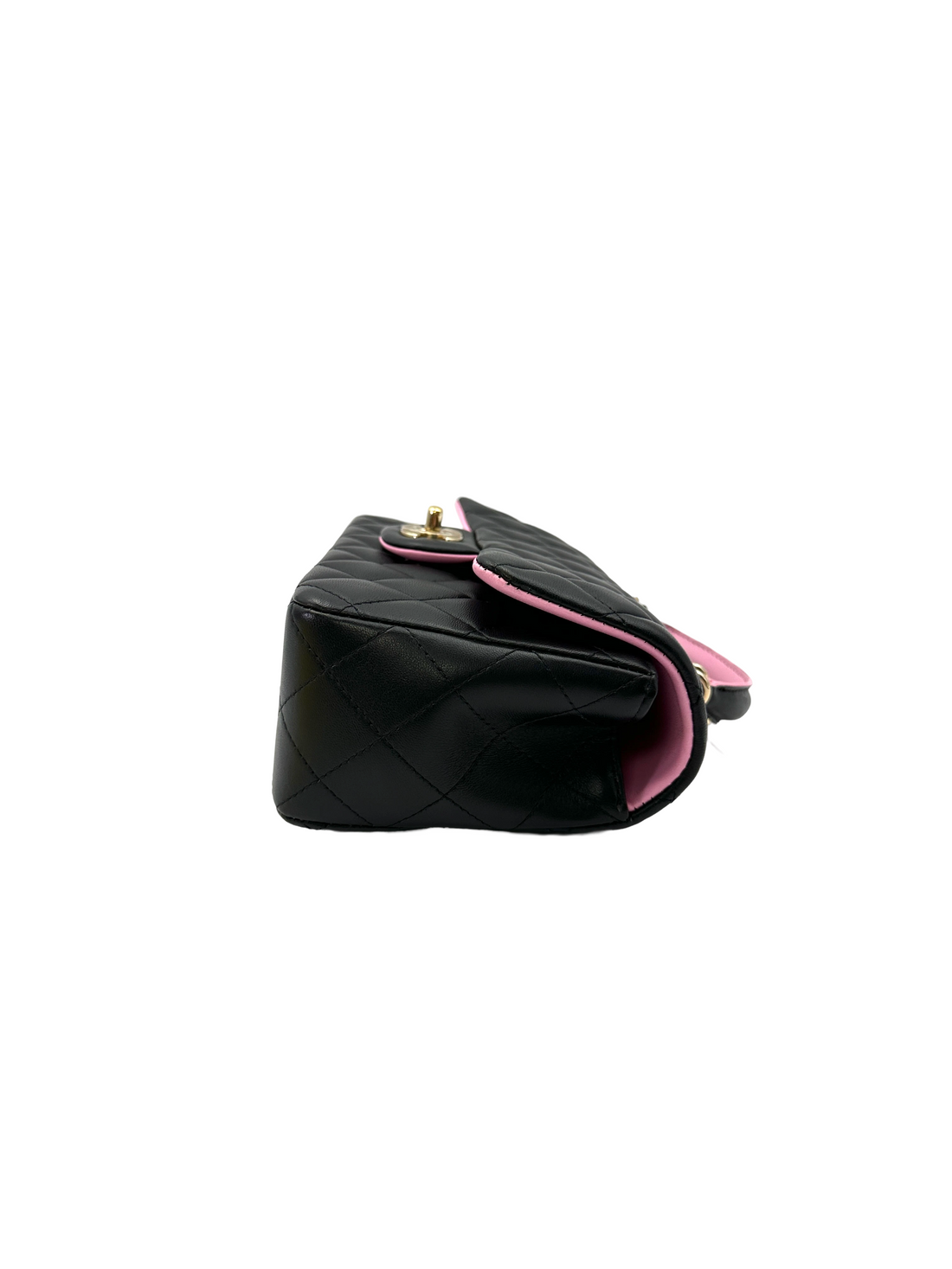 Chanel Black/Pink Quilted Lambskin Top Handle Shoulder Bag(E0***9J) IRIS250
