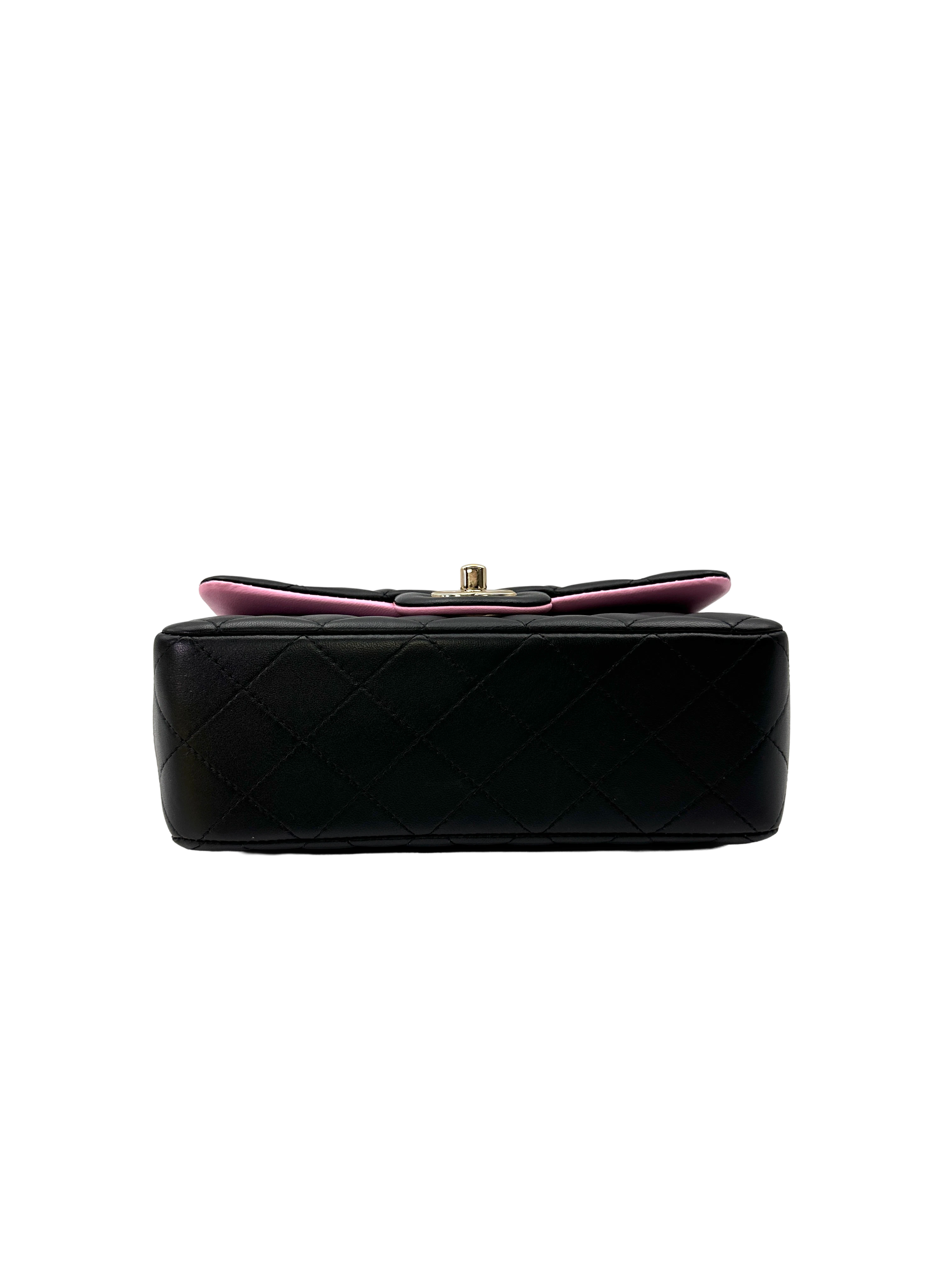 Chanel Black/Pink Quilted Lambskin Top Handle Shoulder Bag(E0***9J) IRIS250