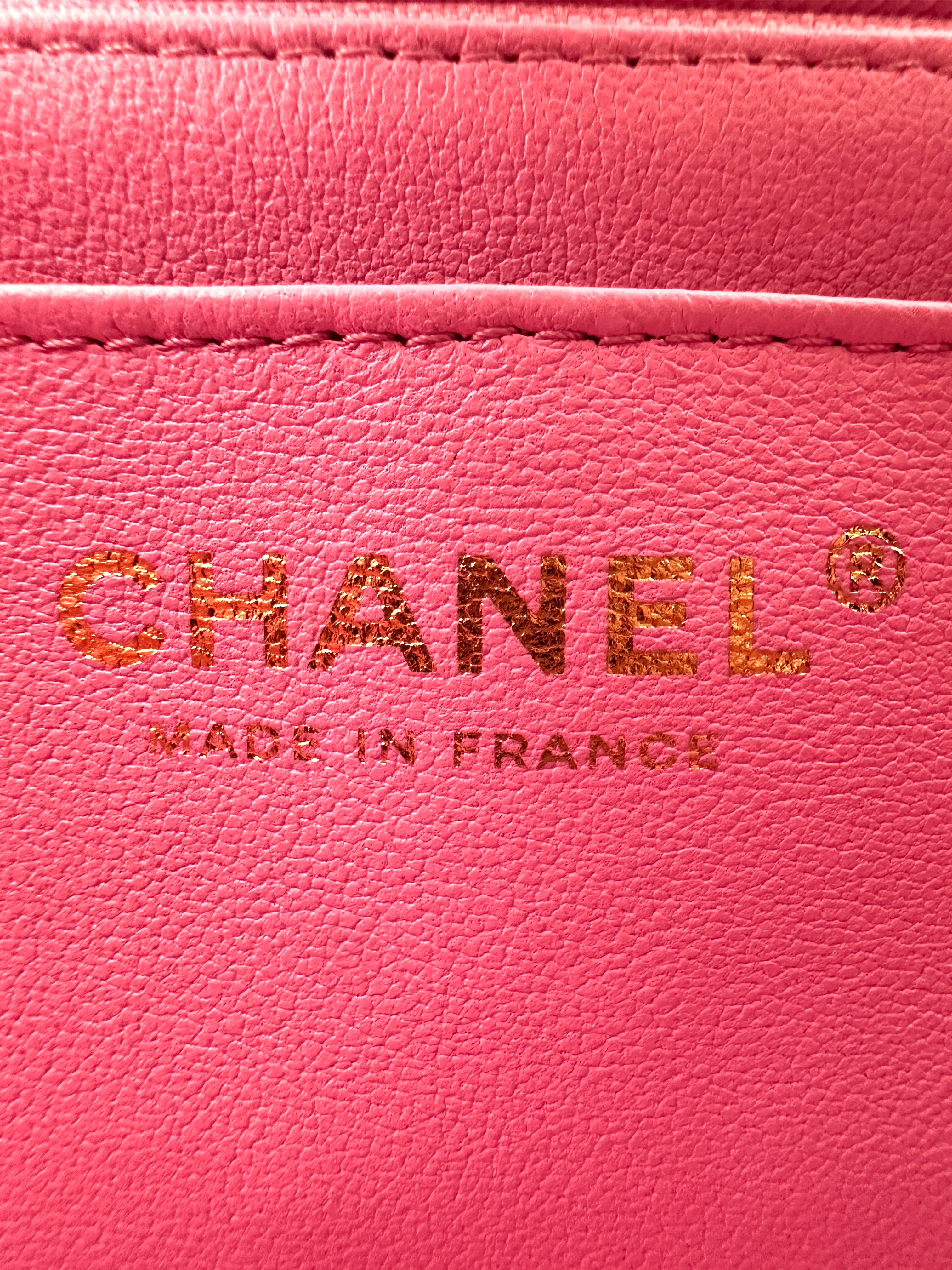 Chanel Black/Pink Quilted Lambskin Top Handle Shoulder Bag(E0***9J) IRIS250