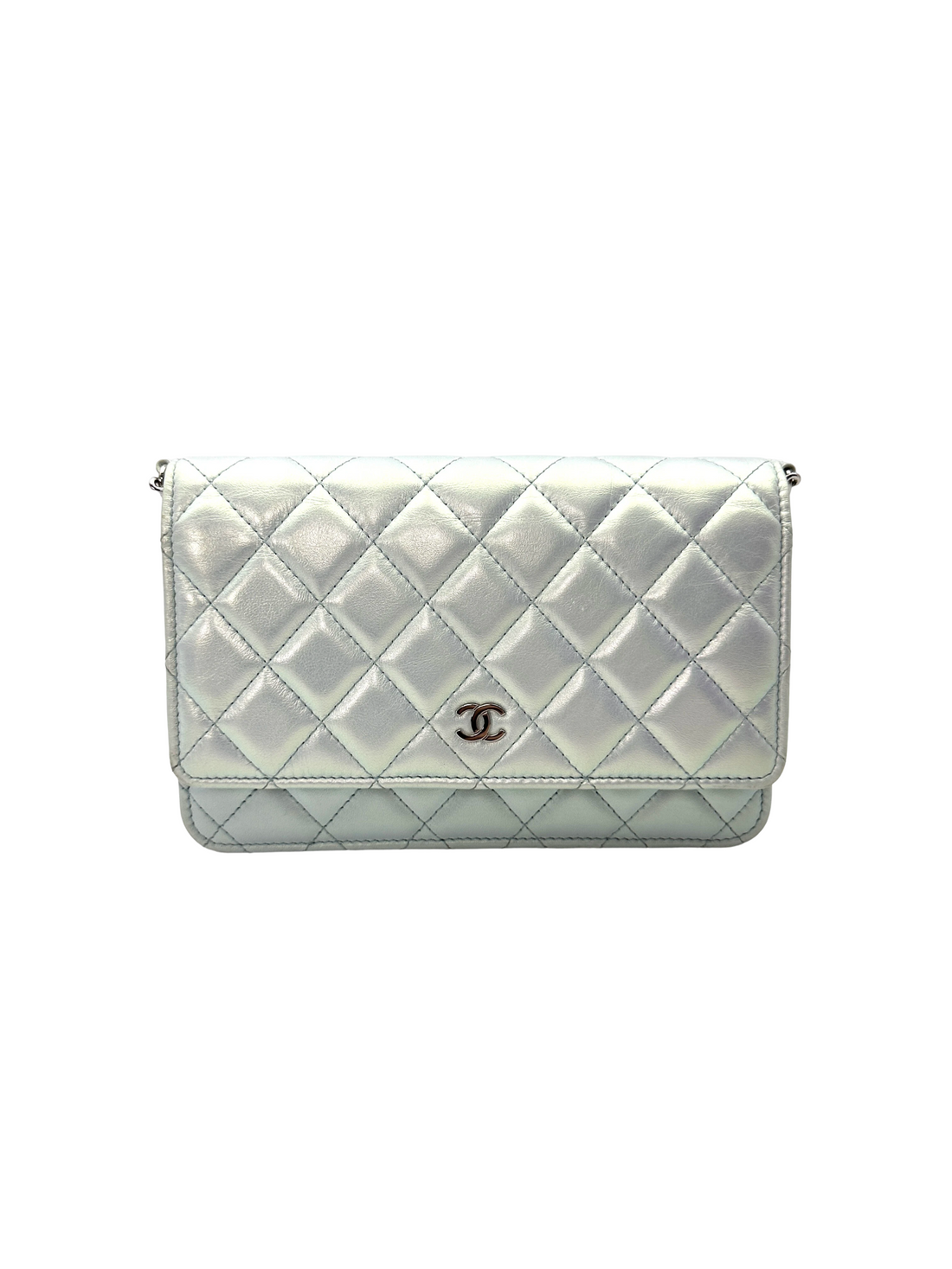 Chanel Iridescent Purple Quilted Leather Small Size Wallet On Chain(LC***9K) CC2199