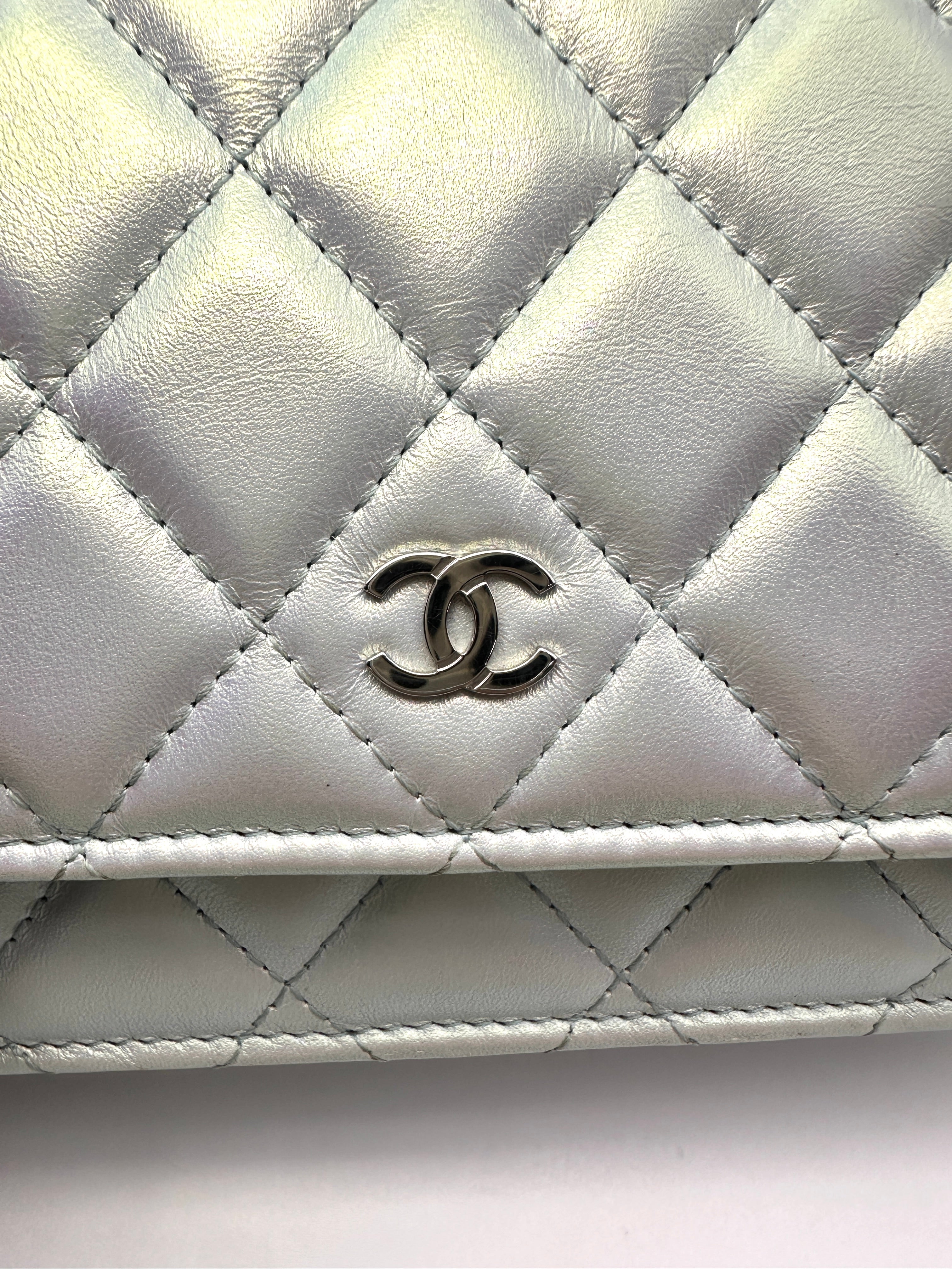 Chanel Iridescent Purple Quilted Leather Small Size Wallet On Chain(LC***9K) CC2199