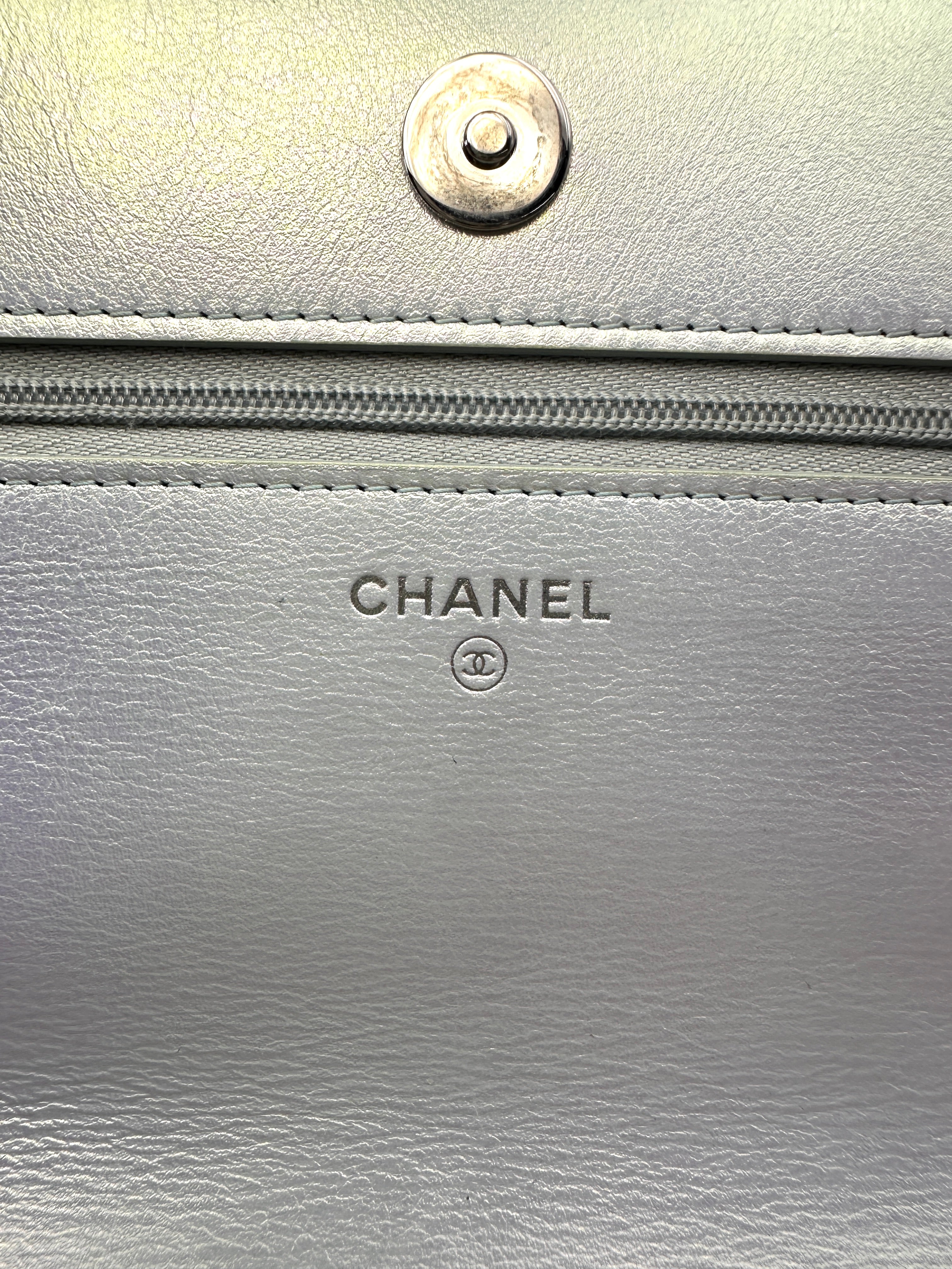 Chanel Iridescent Purple Quilted Leather Small Size Wallet On Chain(LC***9K) CC2199