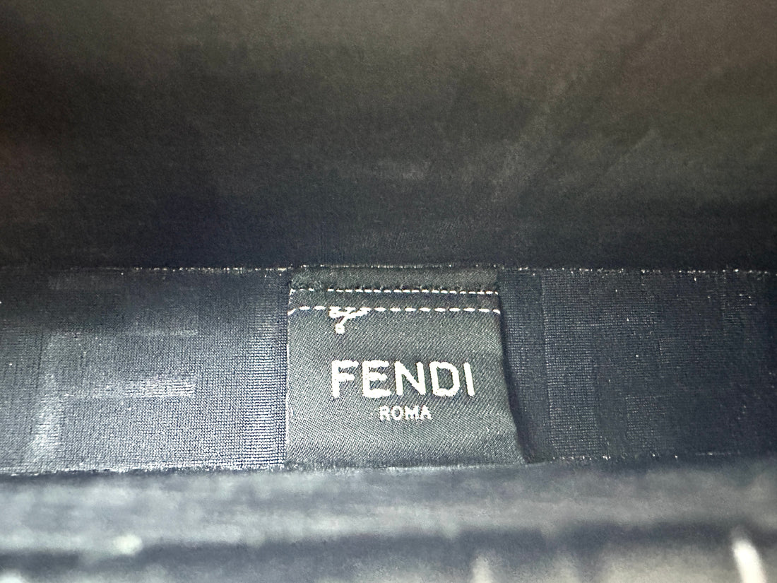 Fendi Baguette Trunk Black FF Embossed Leather Shoulder Bag IRIS253