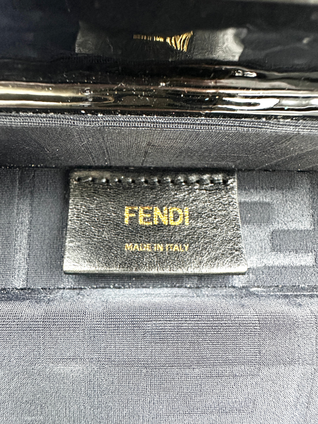 Fendi Baguette Trunk Black FF Embossed Leather Shoulder Bag IRIS253