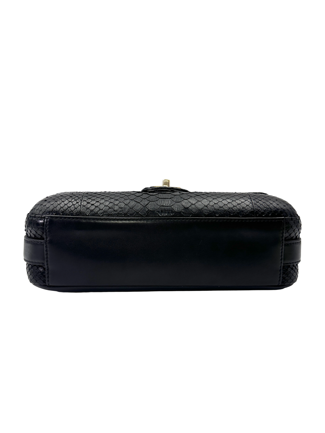 Chanel Classic Flap Black Python Leather Shoulder Bag With Gold Hardware(24***62) CC2217