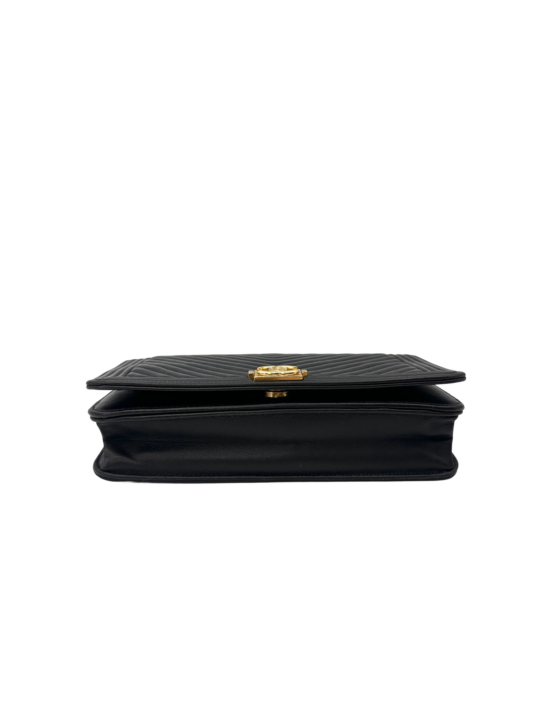 Chanel LeBoy Black Chevron Quilted Lambskin Wallet On Chain(27***86) CC2202