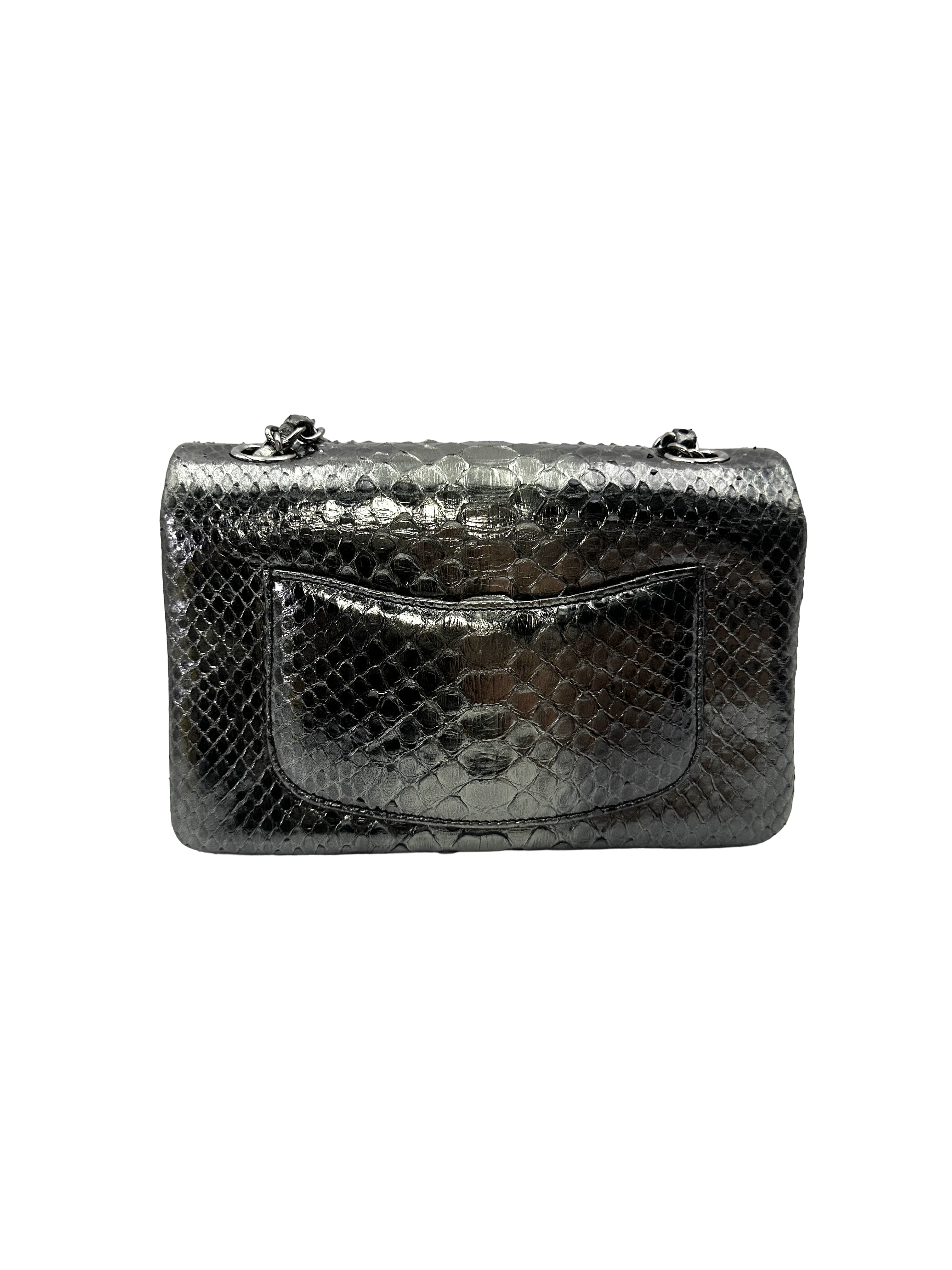 Chanel Classic Flap Metallic So Black Python Leather Shoulder Bag(18***69) CC2212