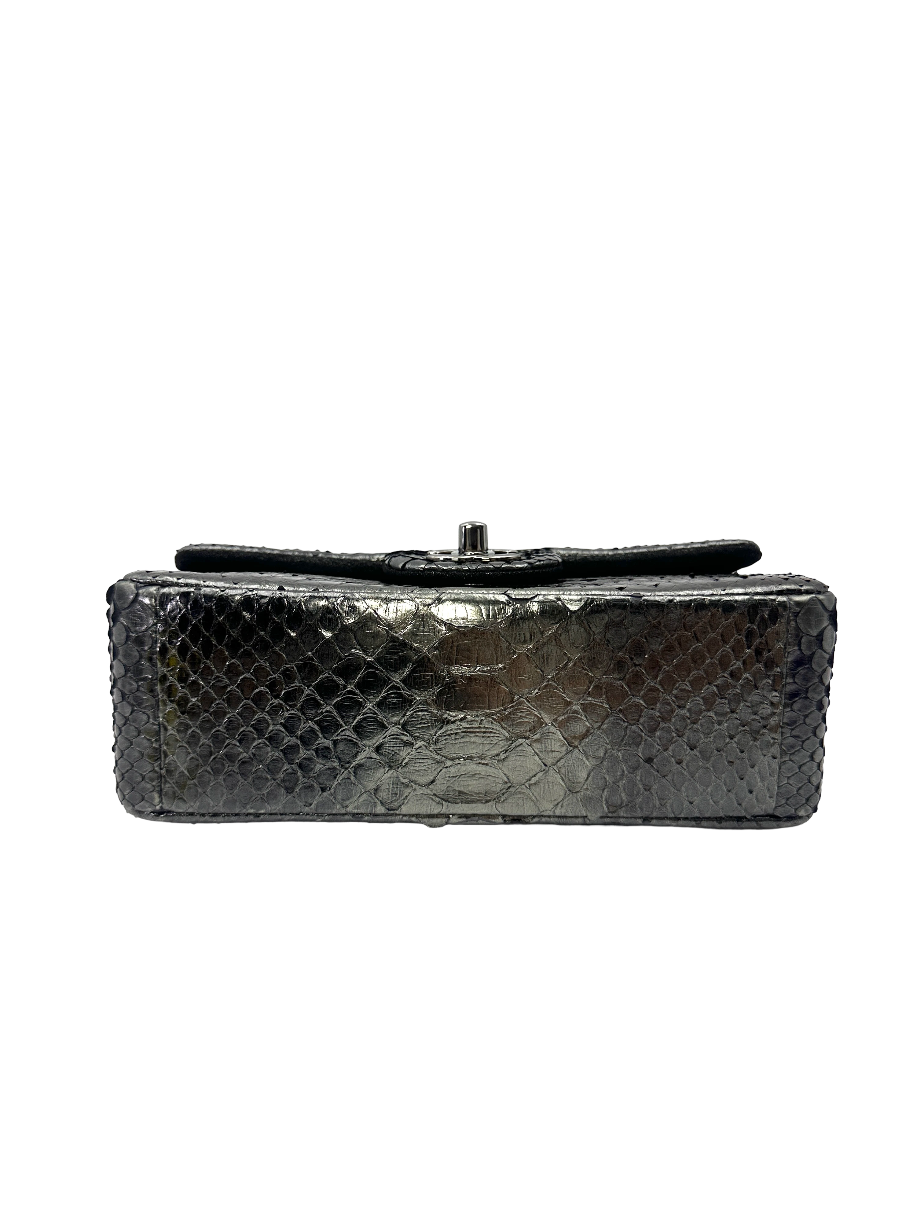 Chanel Classic Flap Metallic So Black Python Leather Shoulder Bag(18***69) CC2212