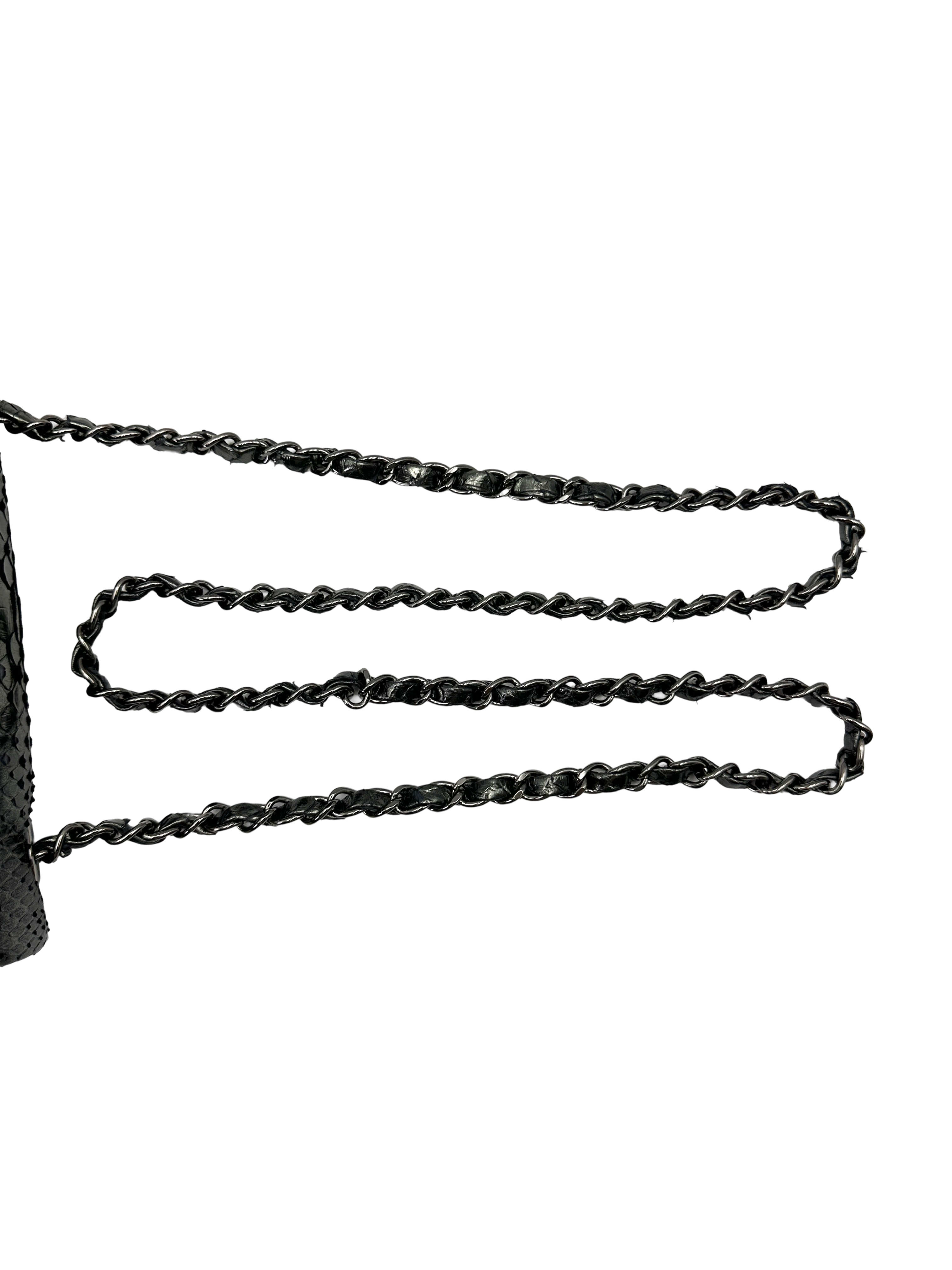 Chanel Classic Flap Metallic So Black Python Leather Shoulder Bag(18***69) CC2212