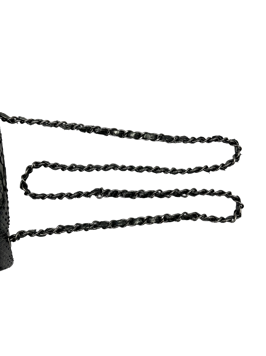 Chanel Classic Flap Metallic So Black Python Leather Shoulder Bag(18***69) CC2212