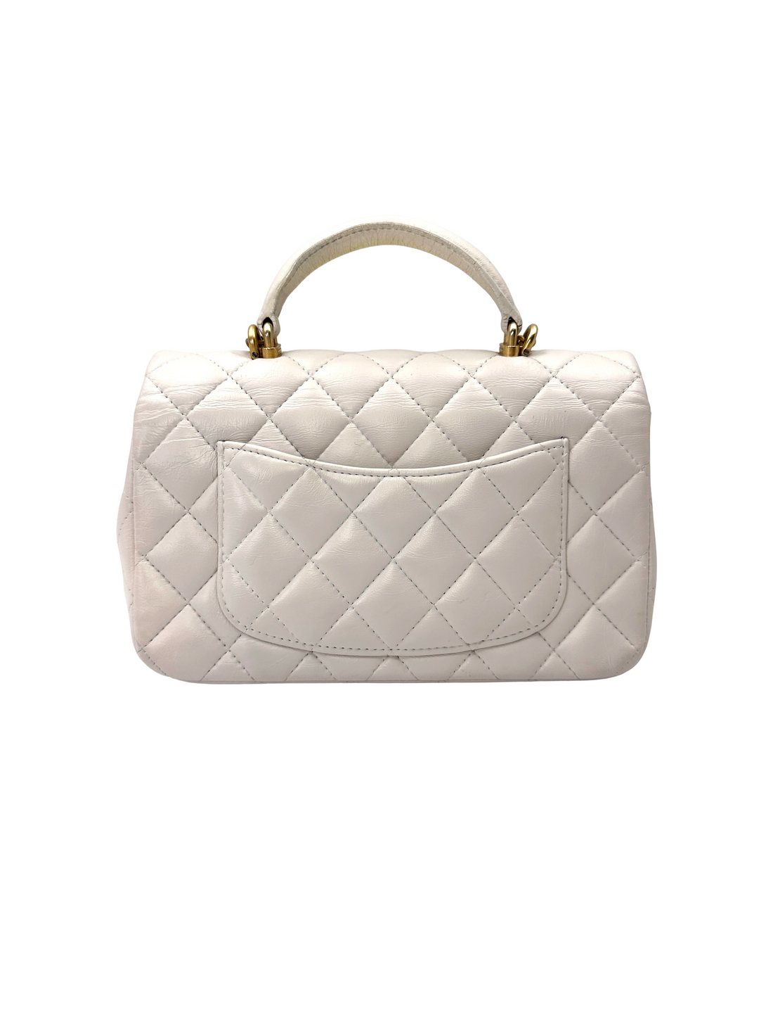 Chanel Classic Flap White Quilted Lambskin Top Handle Shoulder Bag(31***31) CC2207