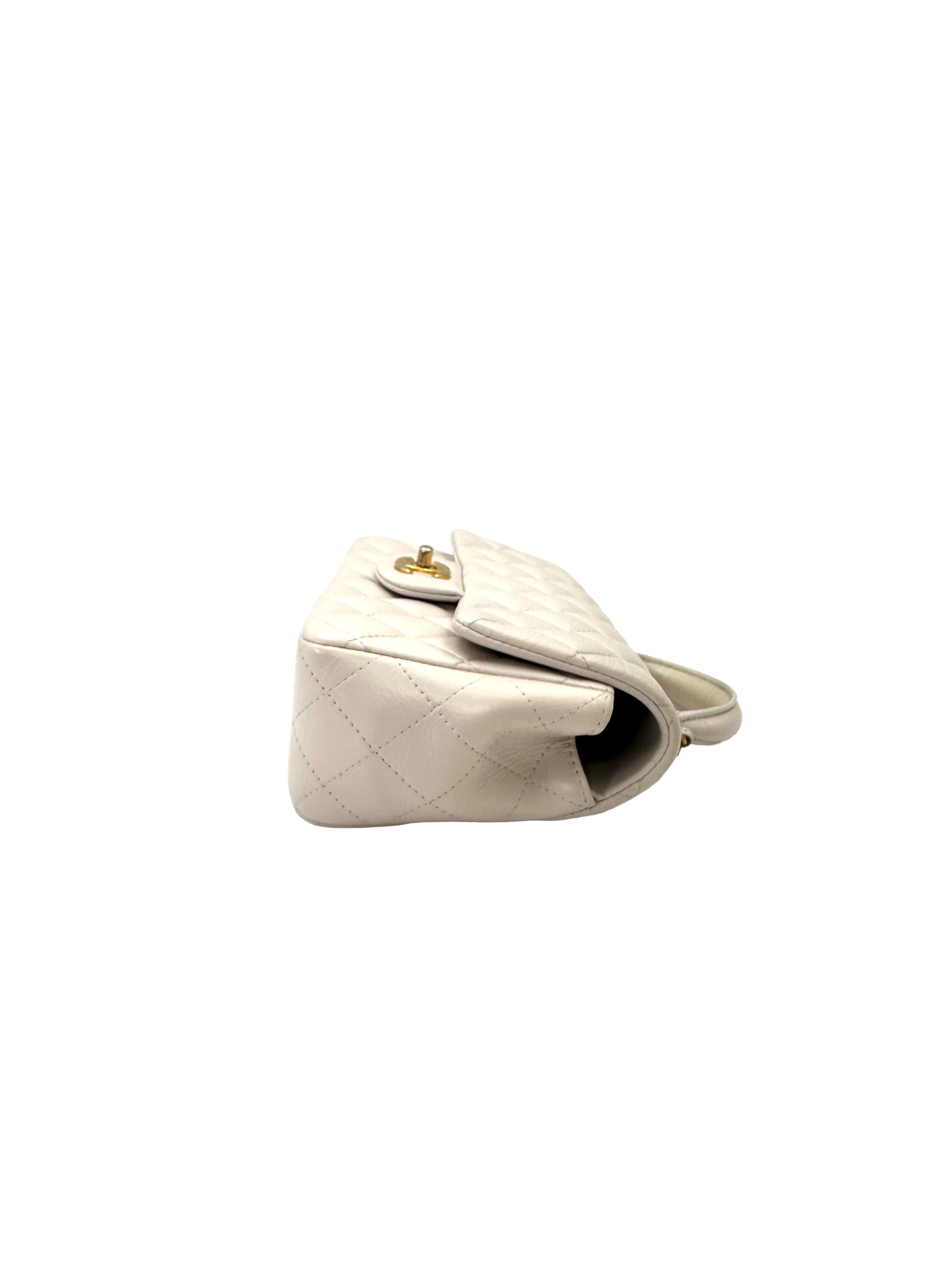 Chanel Classic Flap White Quilted Lambskin Top Handle Shoulder Bag(31***31) CC2207