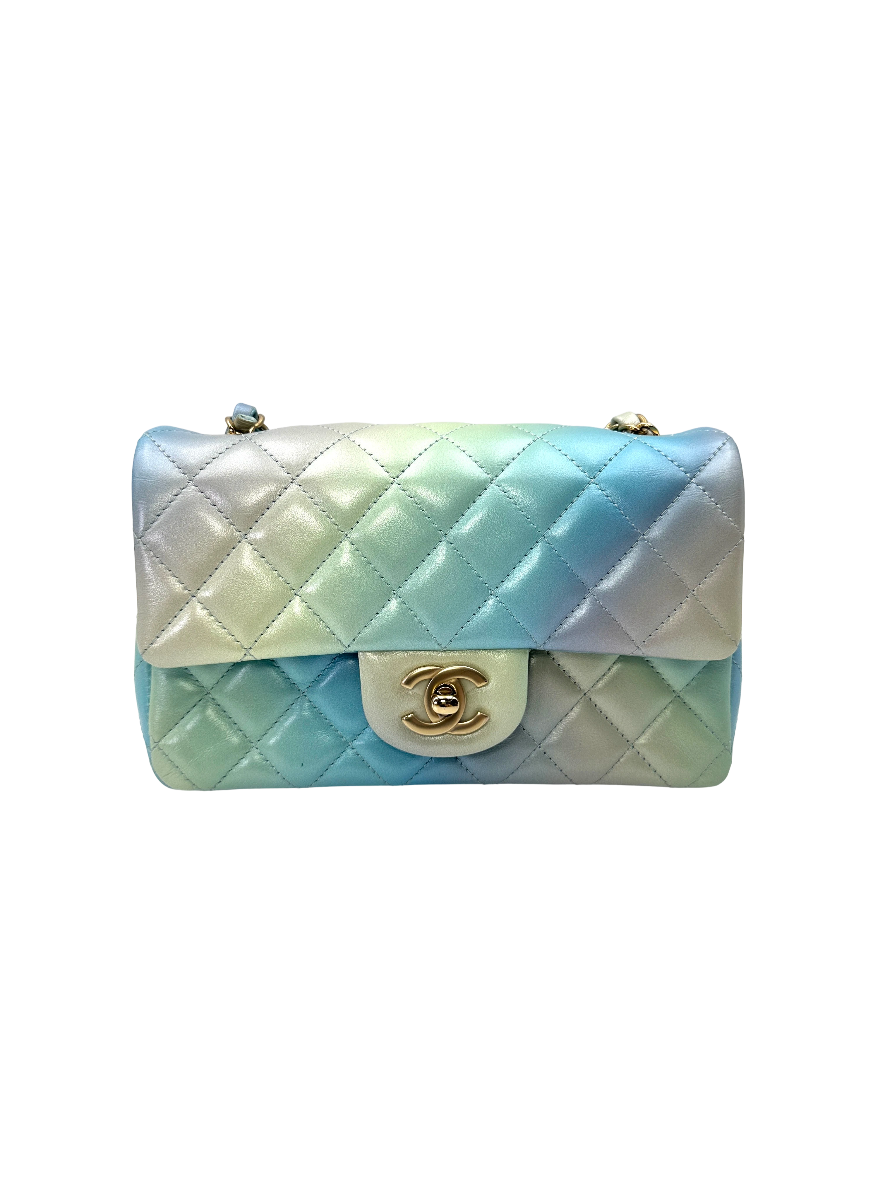 Chanel 24P Classic Flap Tie Dye Ombre Quilted Leather Mini Rectangular Flap Bag(HU***4J) CC2208
