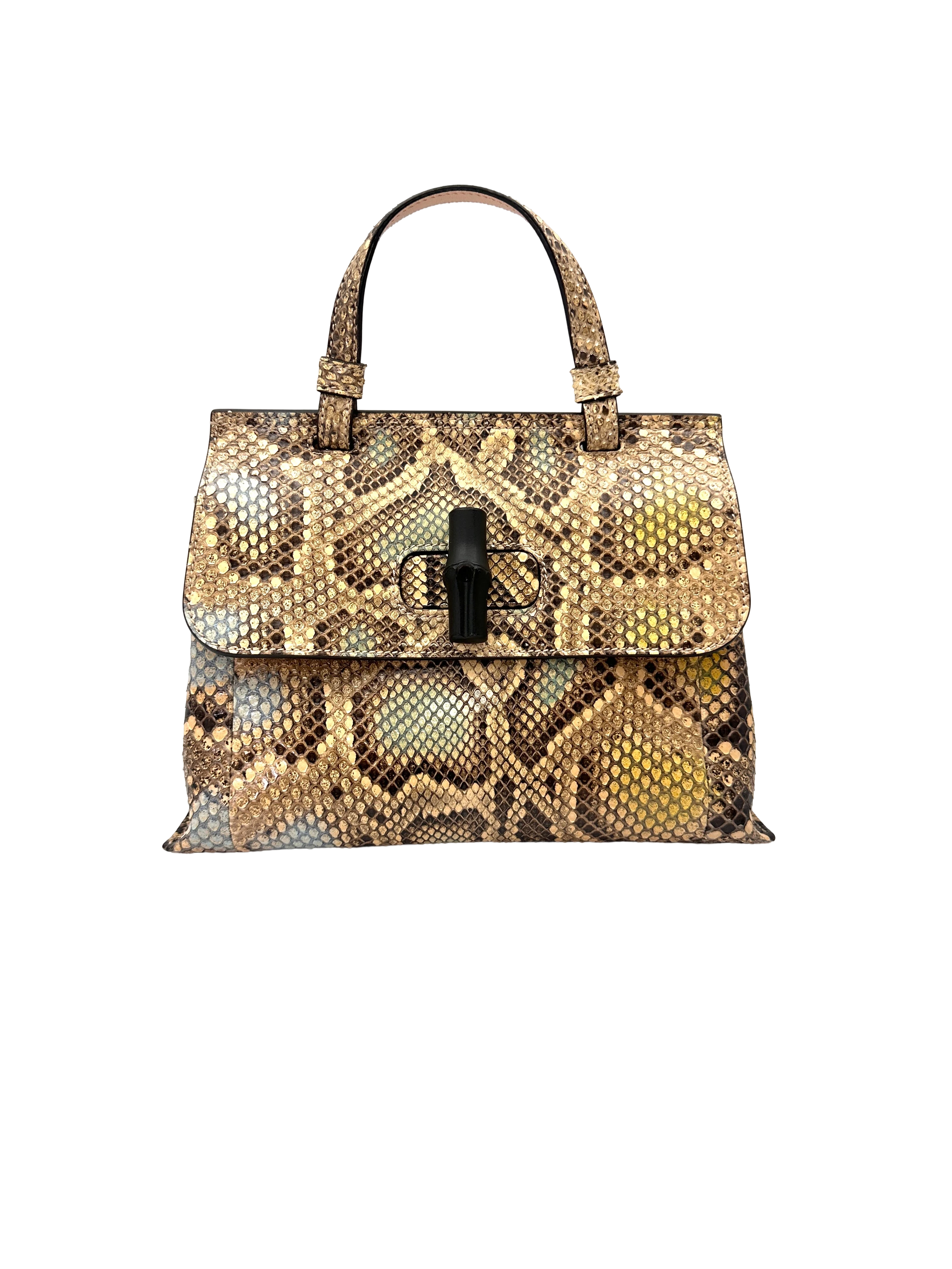 Gucci Bamboo Daily Python Leather Handle Bag GG1351