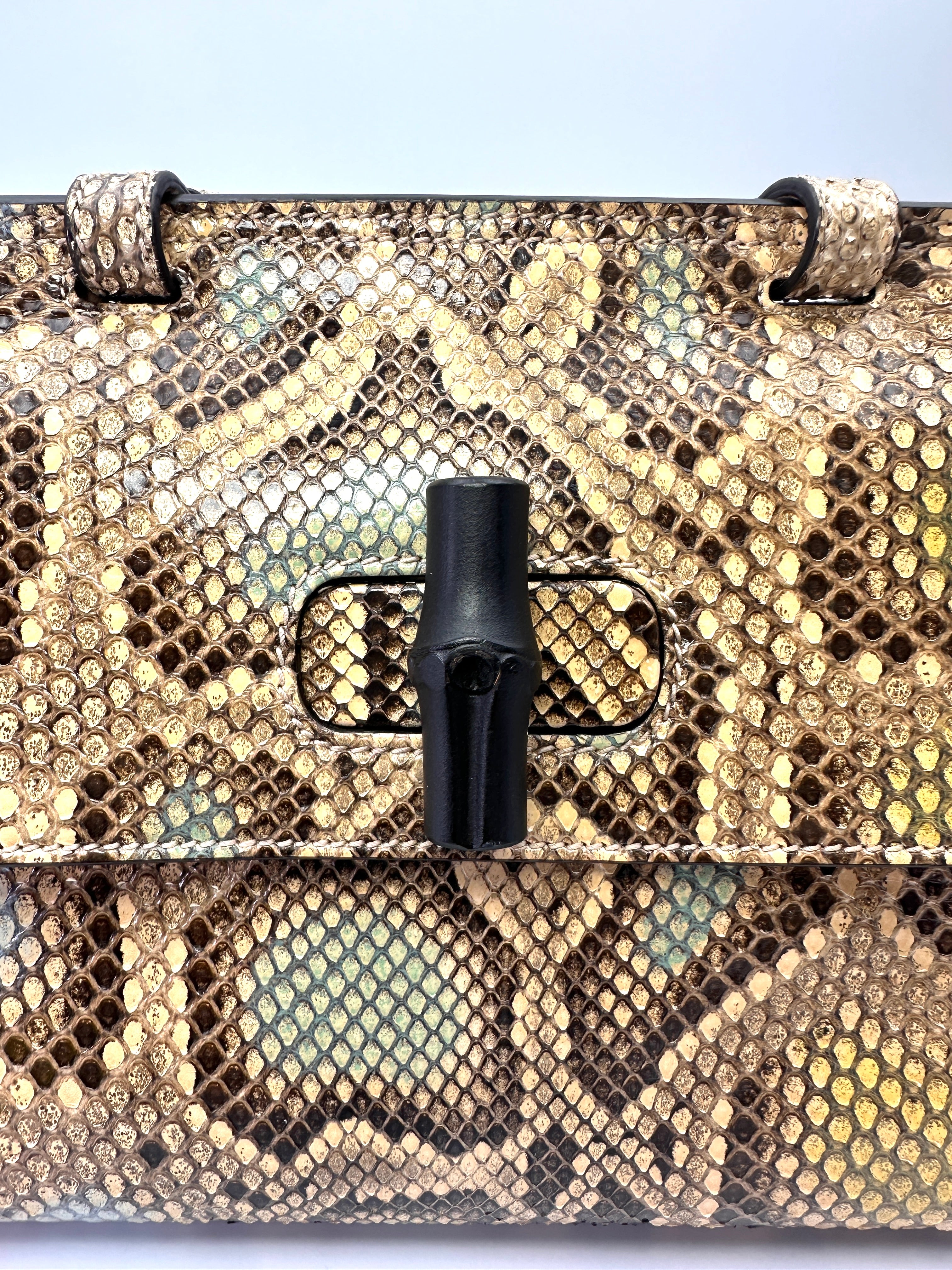 Gucci Bamboo Daily Python Leather Handle Bag GG1351