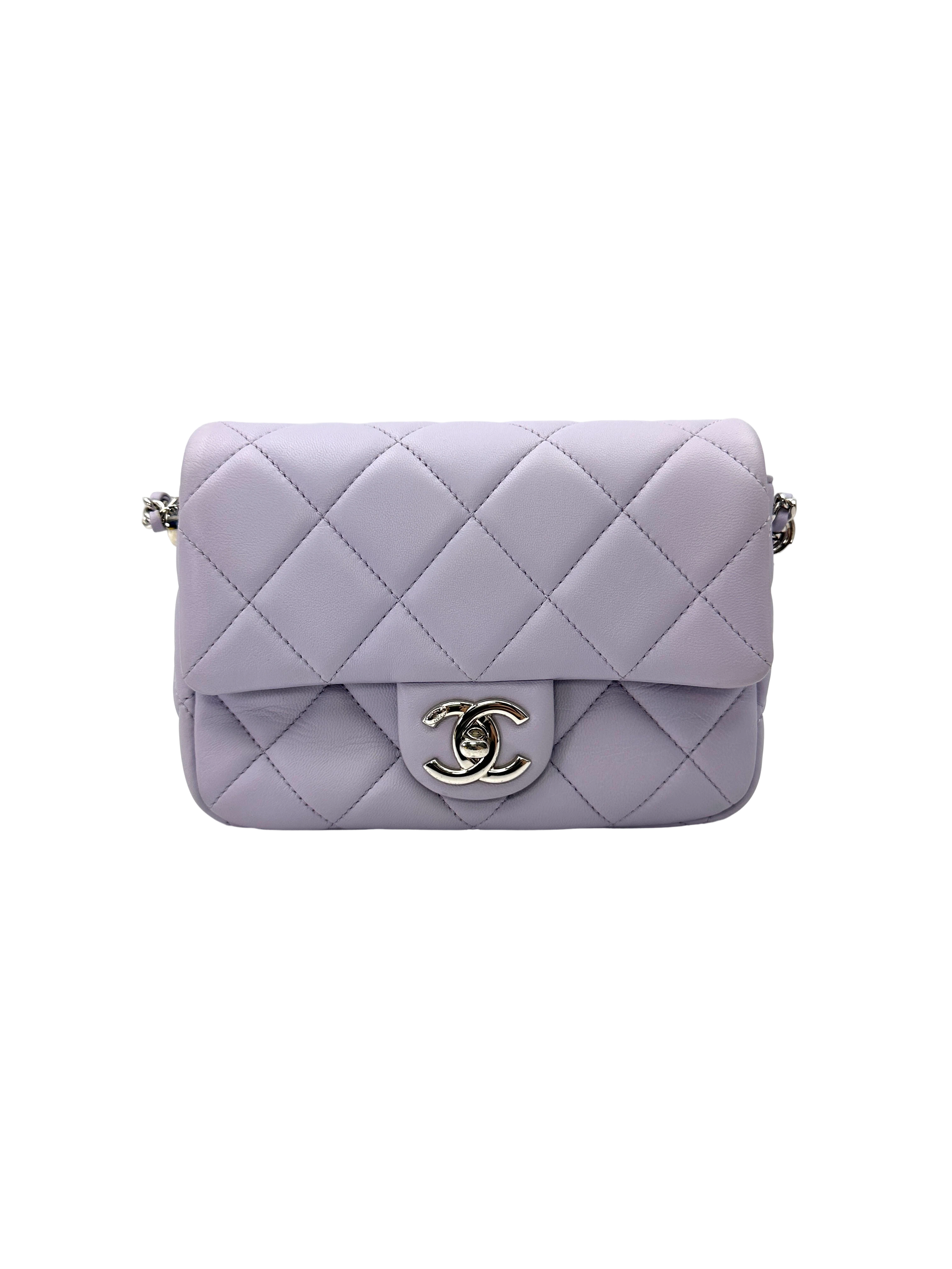 Chanel 21K Iridescent Purple Quilted Leather Chain Shoulder Bag(NN***A3) CC2204