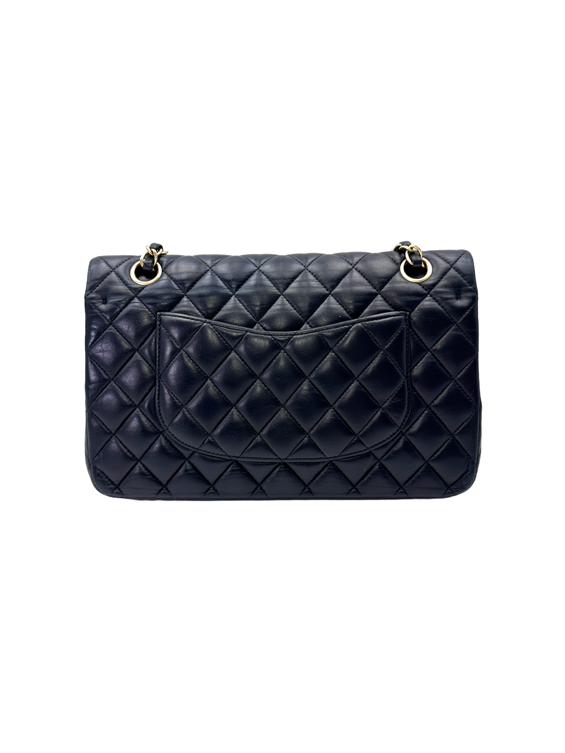 Chanel Classic Flap Black Quilted Lambskin Medium Size Shoulder Bag With Gold Buckle(20***18) CC2205