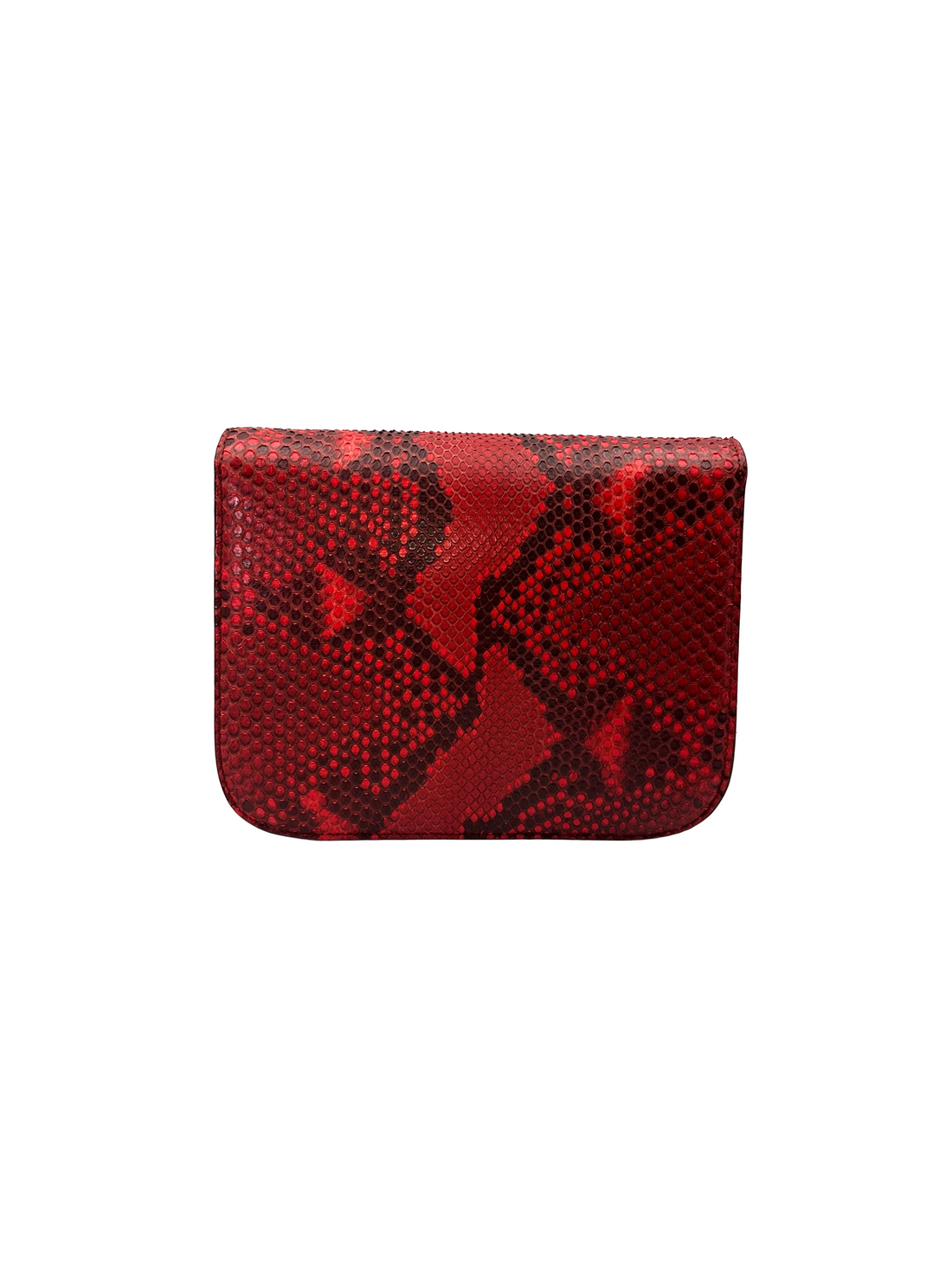 Celine Classic Box Red Python Leather Medium Size Flap Bag CE176